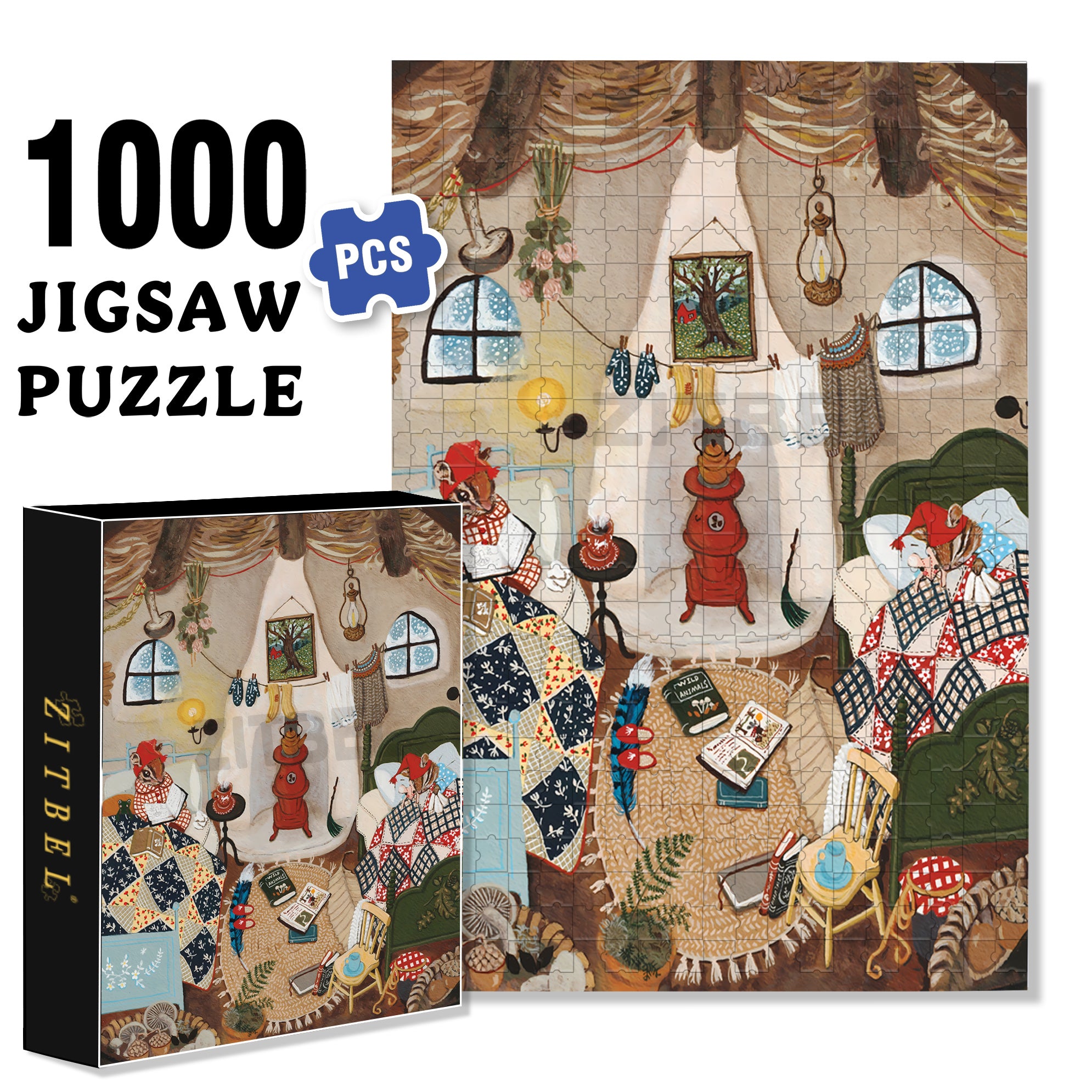 Stay At Home 500pcs/1000pcs Jigsaw Puzzle, Scratch-Resistant, Interactive Family Game & Brain-Boosting DIY Decor, Perfect for Halloween, Christmas & New Year Gifts, Family Puzzle Game