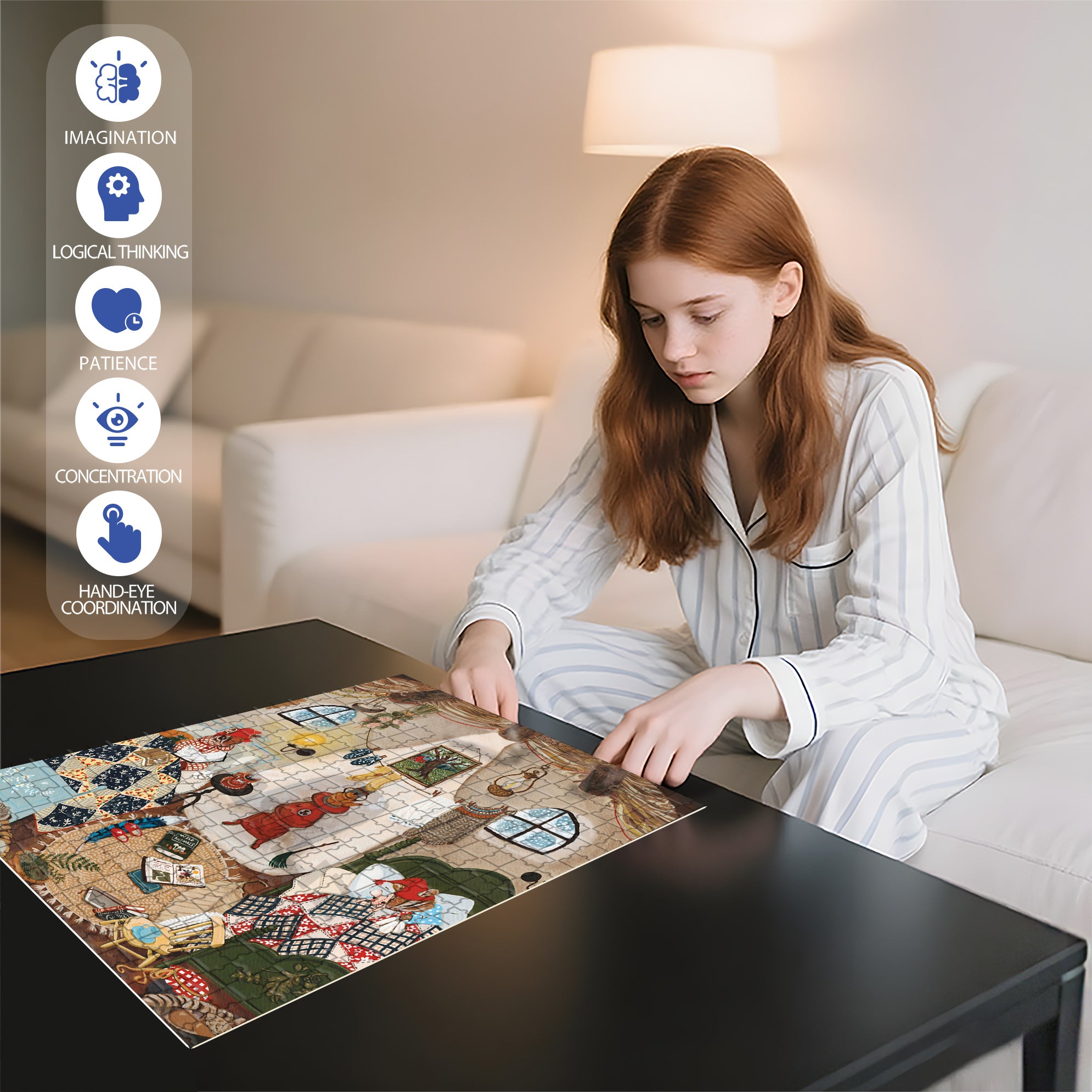 Stay At Home 500pcs/1000pcs Jigsaw Puzzle, Scratch-Resistant, Interactive Family Game & Brain-Boosting DIY Decor, Perfect for Halloween, Christmas & New Year Gifts, Family Puzzle Game