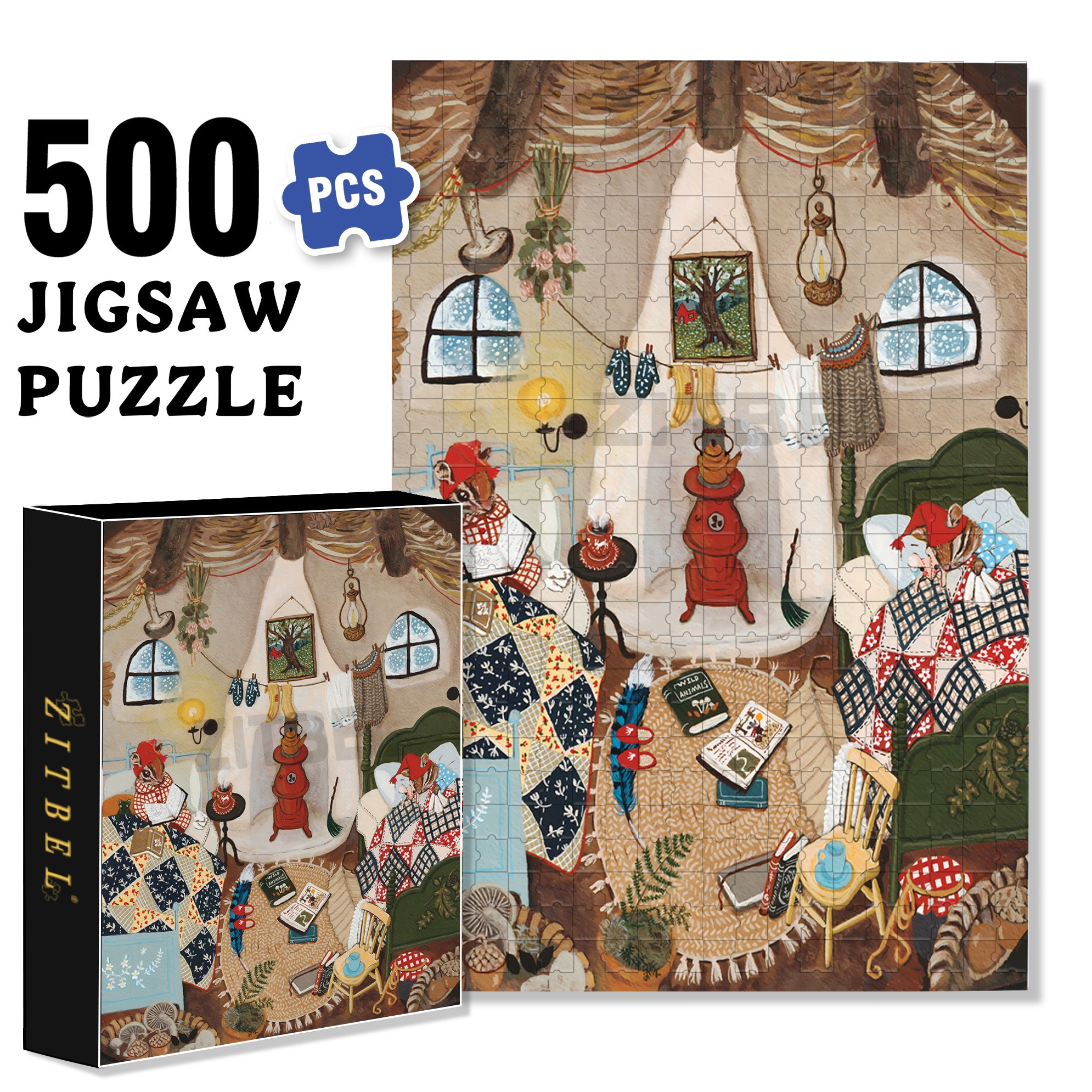 Stay At Home 500pcs/1000pcs Jigsaw Puzzle, Scratch-Resistant, Interactive Family Game & Brain-Boosting DIY Decor, Perfect for Halloween, Christmas & New Year Gifts, Family Puzzle Game