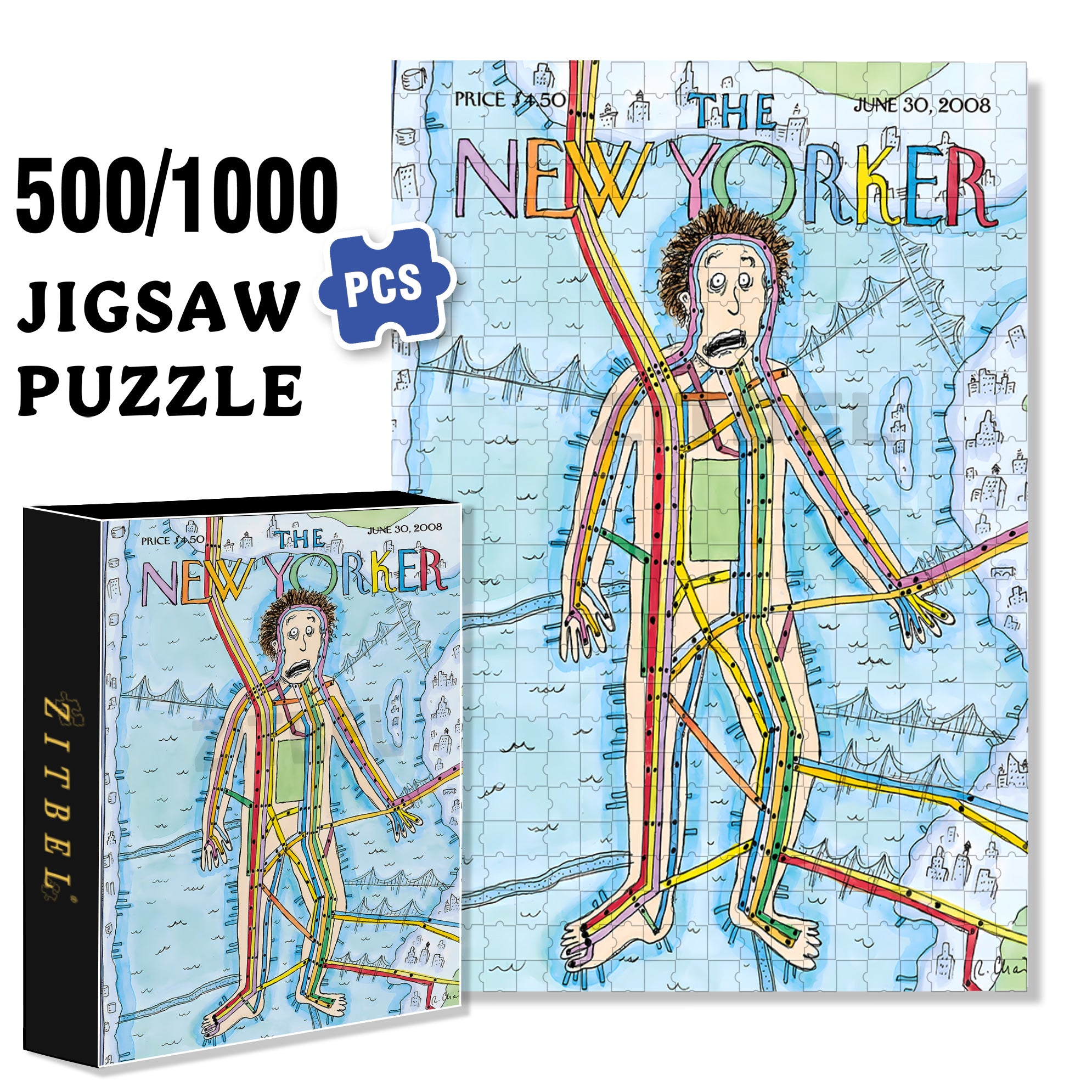 Subway Man 500pcs/1000pcs Jigsaw Puzzle, Scratch-Resistant, Interactive Family Game & Brain-Boosting DIY Decor, Perfect for Halloween, Christmas & New Year Gifts, Family Puzzle Game