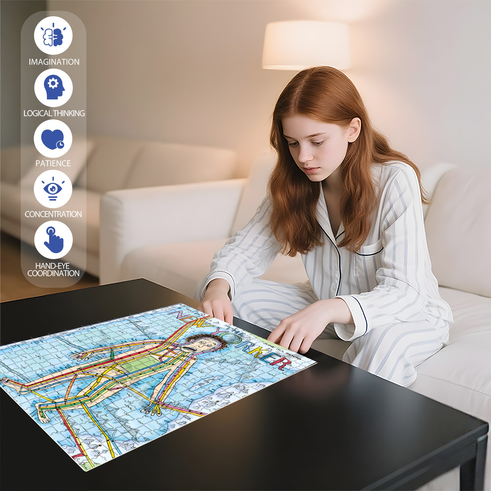 Subway Man 500pcs/1000pcs Jigsaw Puzzle, Scratch-Resistant, Interactive Family Game & Brain-Boosting DIY Decor, Perfect for Halloween, Christmas & New Year Gifts, Family Puzzle Game