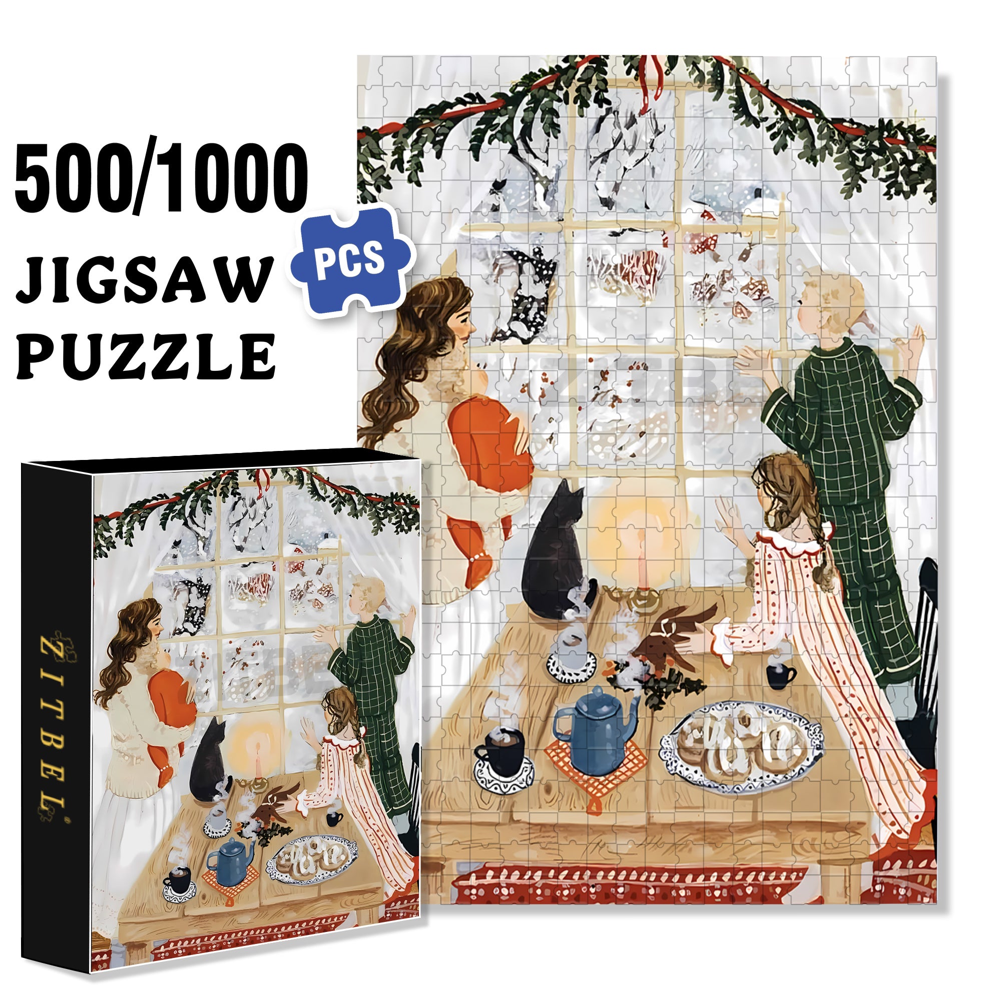 Swirling Snow 500pcs/1000pcs Jigsaw Puzzle, Scratch-Resistant, Interactive Family Game & Brain-Boosting DIY Decor, Perfect for Halloween, Christmas & New Year Gifts, Family Puzzle Game