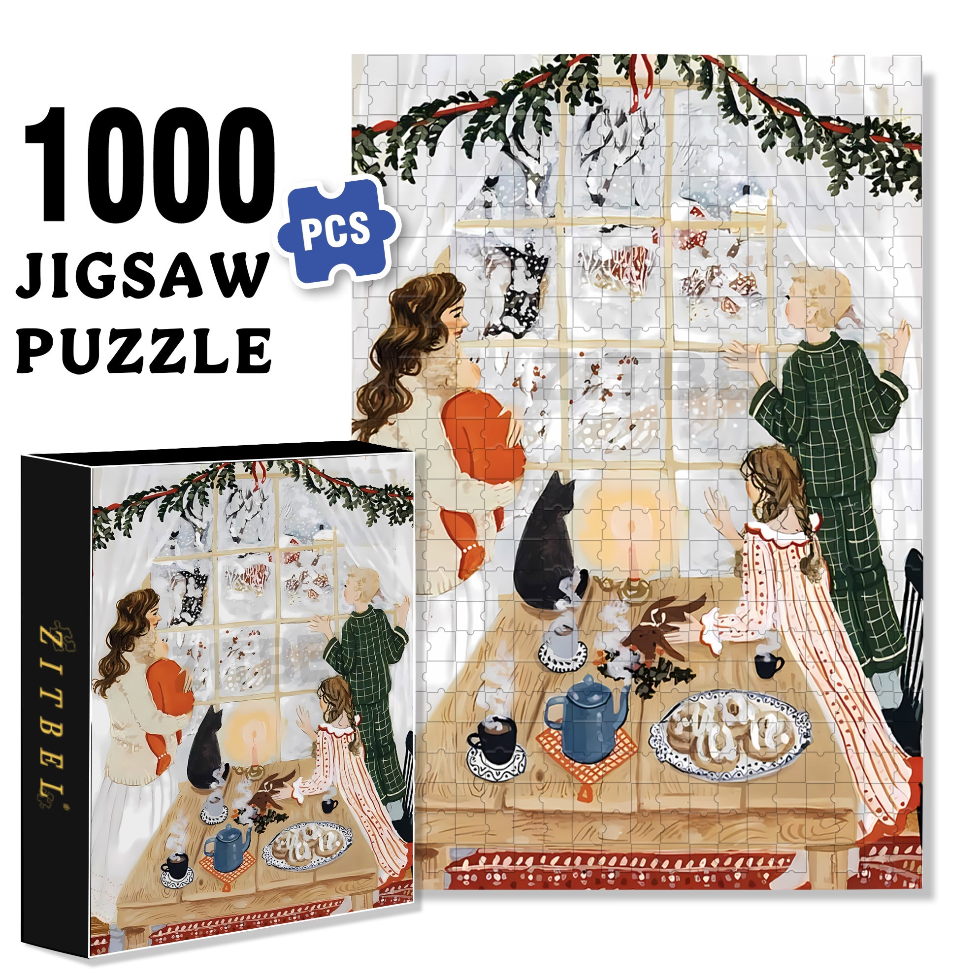 Swirling Snow 500pcs/1000pcs Jigsaw Puzzle, Scratch-Resistant, Interactive Family Game & Brain-Boosting DIY Decor, Perfect for Halloween, Christmas & New Year Gifts, Family Puzzle Game
