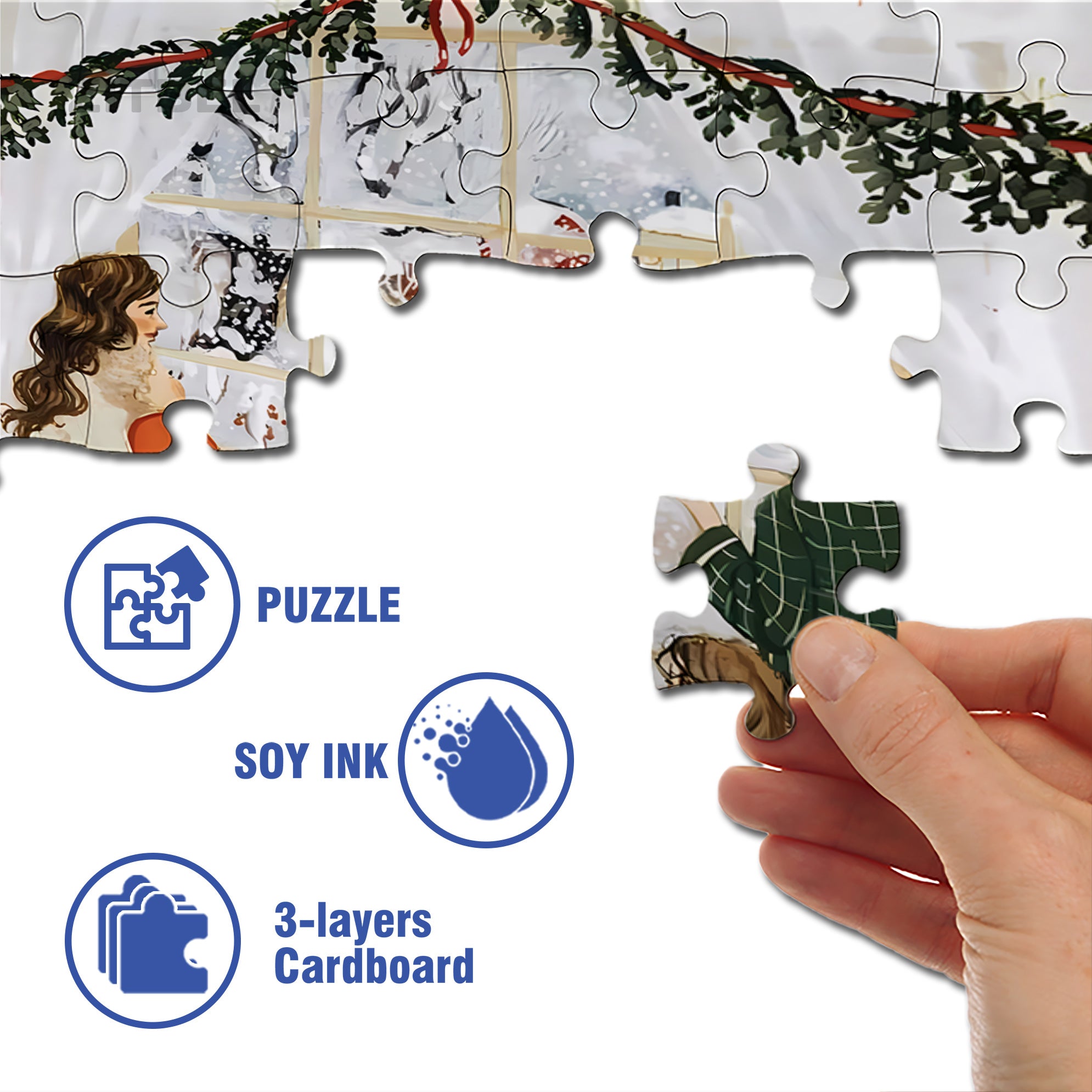 Swirling Snow 500pcs/1000pcs Jigsaw Puzzle, Scratch-Resistant, Interactive Family Game & Brain-Boosting DIY Decor, Perfect for Halloween, Christmas & New Year Gifts, Family Puzzle Game