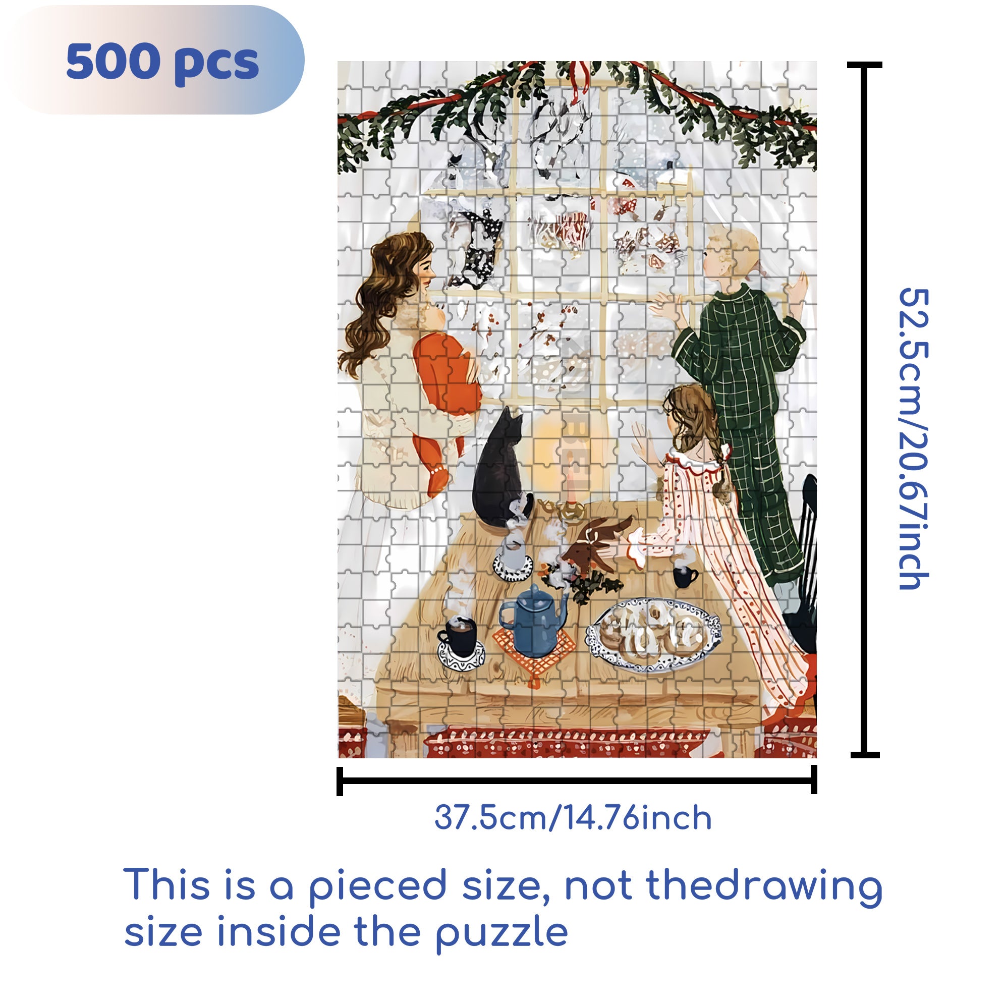 Swirling Snow 500pcs/1000pcs Jigsaw Puzzle, Scratch-Resistant, Interactive Family Game & Brain-Boosting DIY Decor, Perfect for Halloween, Christmas & New Year Gifts, Family Puzzle Game