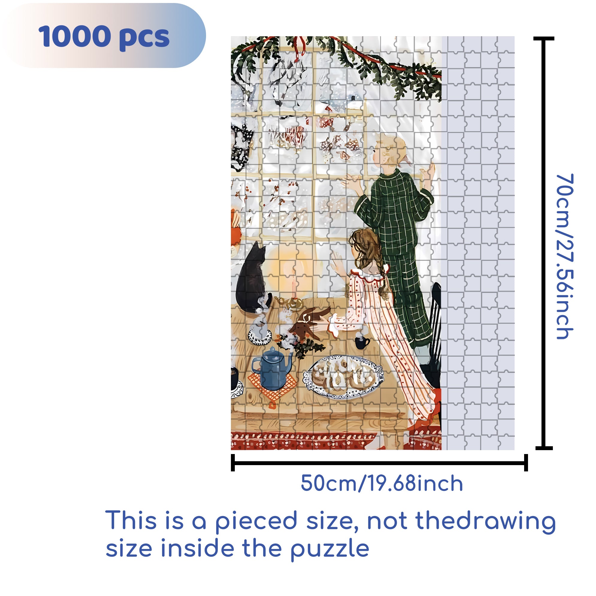 Swirling Snow 500pcs/1000pcs Jigsaw Puzzle, Scratch-Resistant, Interactive Family Game & Brain-Boosting DIY Decor, Perfect for Halloween, Christmas & New Year Gifts, Family Puzzle Game