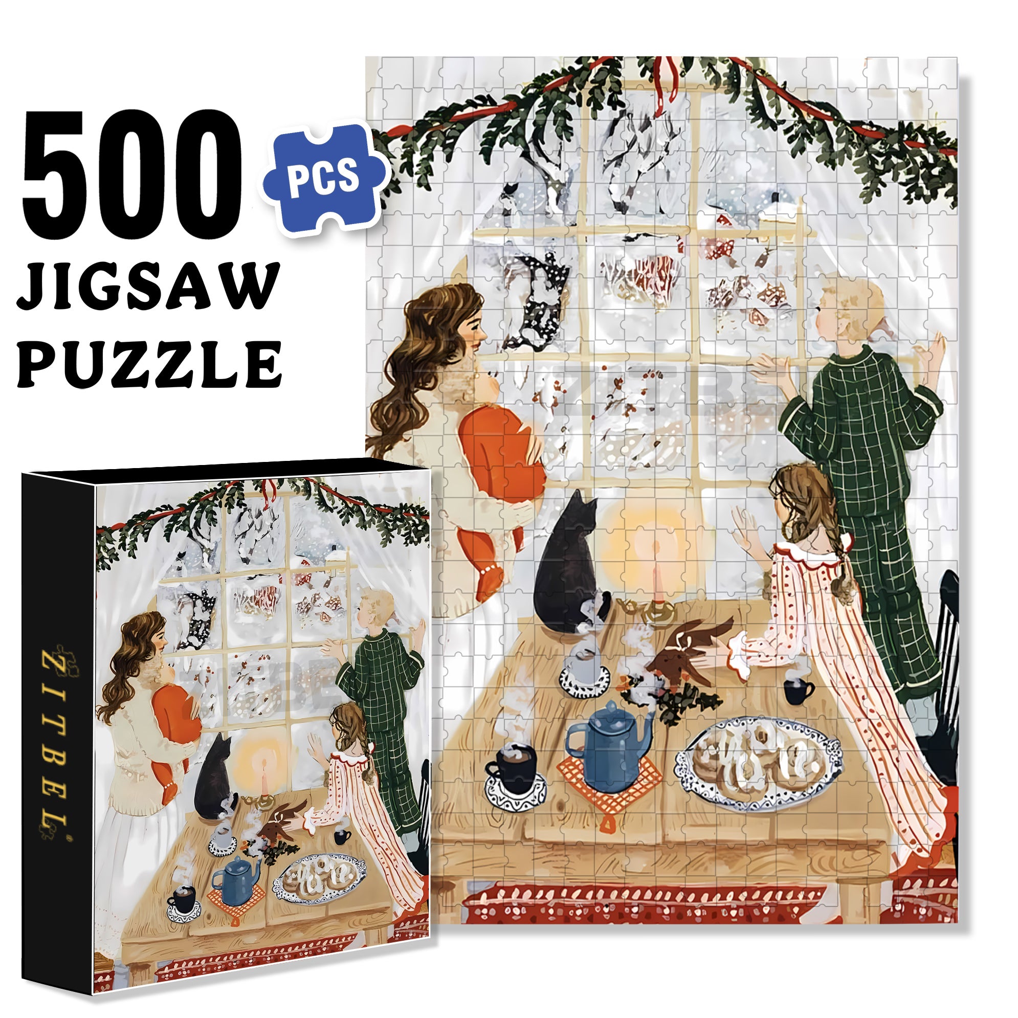 Swirling Snow 500pcs/1000pcs Jigsaw Puzzle, Scratch-Resistant, Interactive Family Game & Brain-Boosting DIY Decor, Perfect for Halloween, Christmas & New Year Gifts, Family Puzzle Game