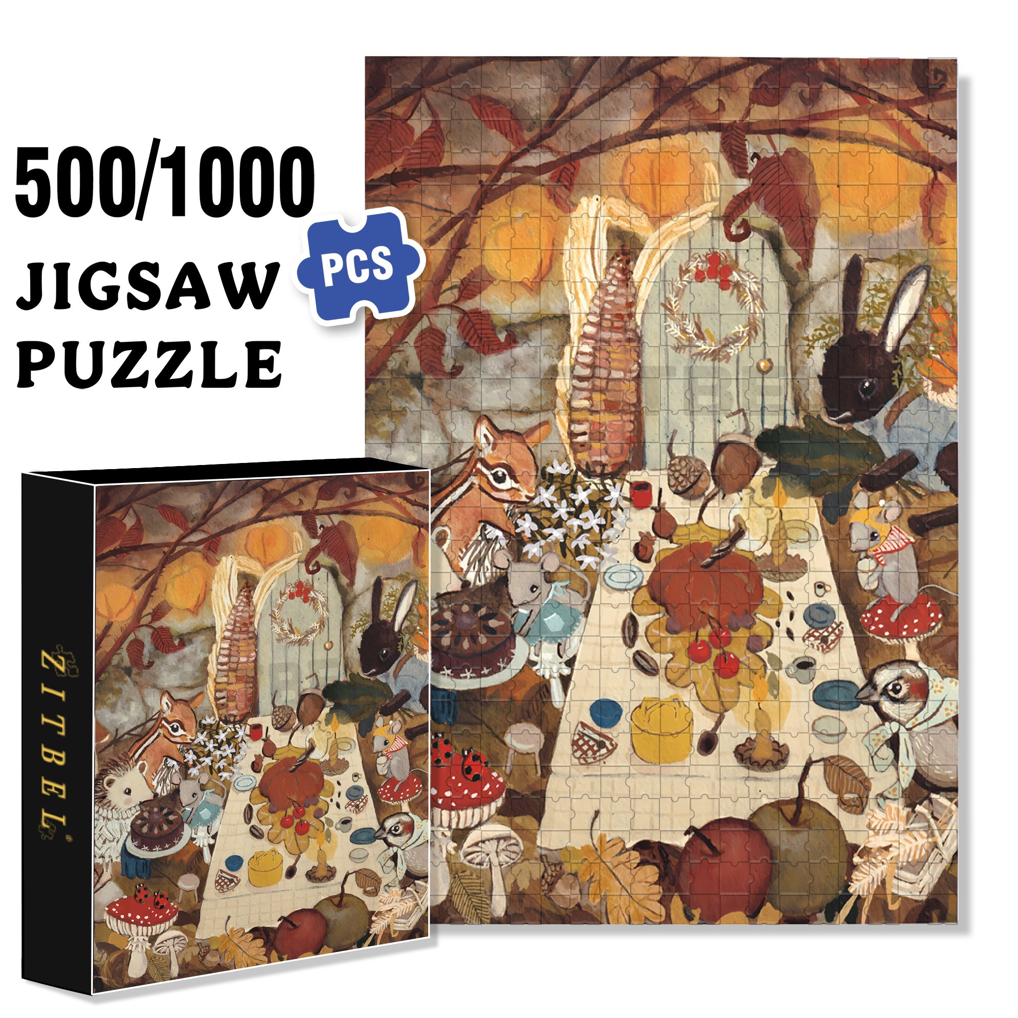 Tiny Hole 500pcs/1000pcs Jigsaw Puzzle, Scratch-Resistant, Interactive Family Game & Brain-Boosting DIY Decor, Perfect for Halloween, Christmas & New Year Gifts, Family Puzzle Game