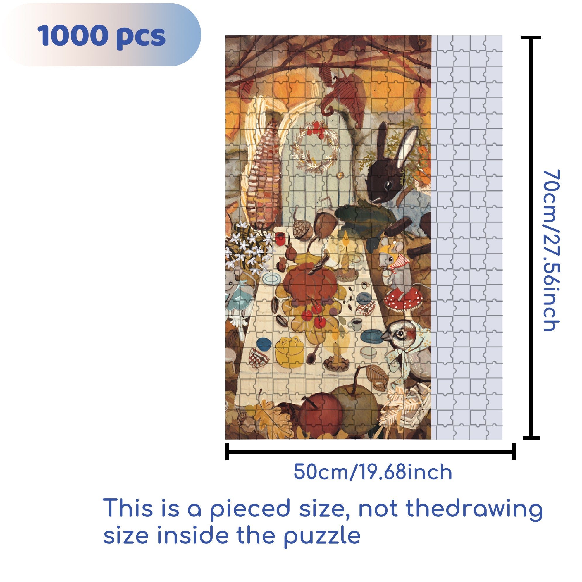 Tiny Hole 500pcs/1000pcs Jigsaw Puzzle, Scratch-Resistant, Interactive Family Game & Brain-Boosting DIY Decor, Perfect for Halloween, Christmas & New Year Gifts, Family Puzzle Game