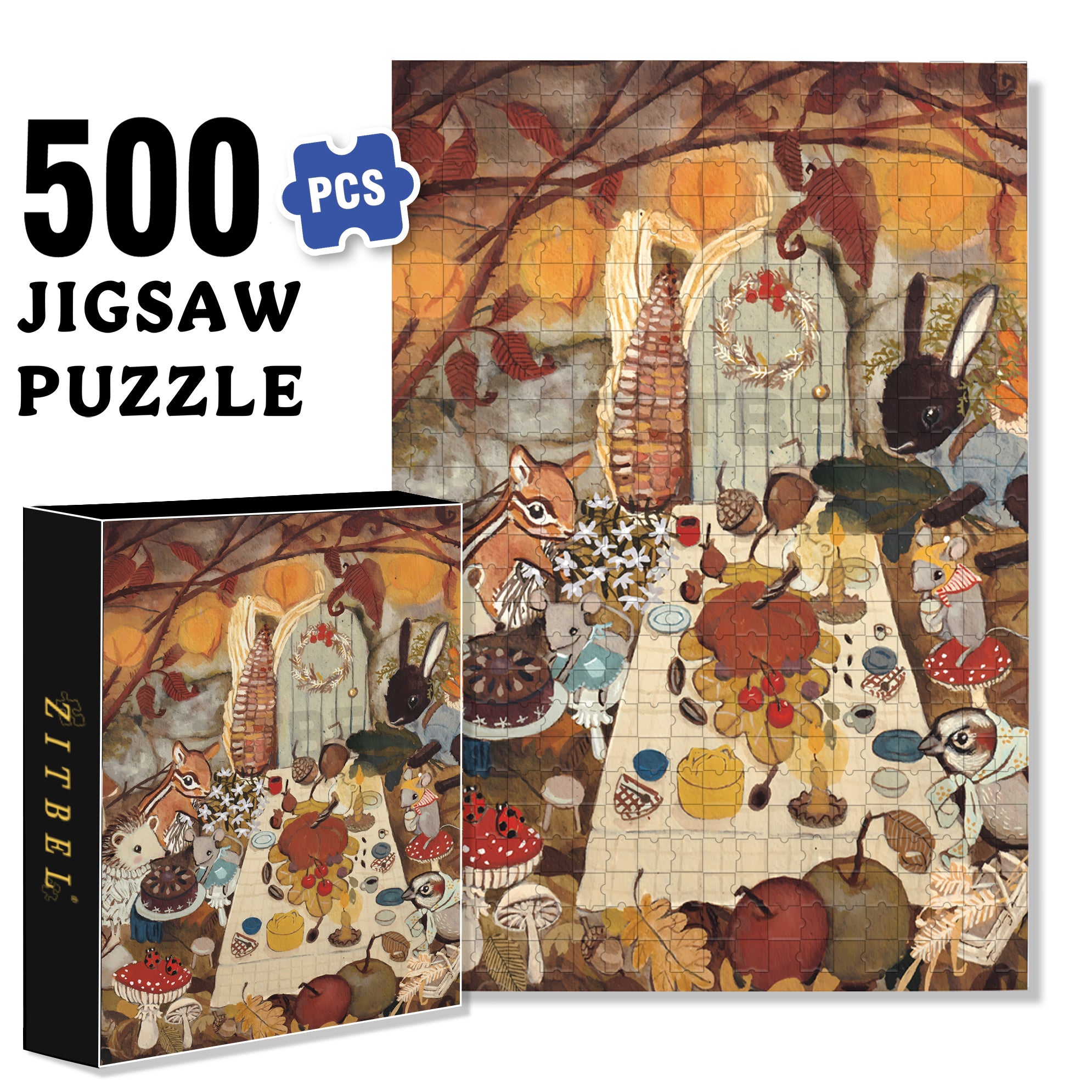 Tiny Hole 500pcs/1000pcs Jigsaw Puzzle, Scratch-Resistant, Interactive Family Game & Brain-Boosting DIY Decor, Perfect for Halloween, Christmas & New Year Gifts, Family Puzzle Game