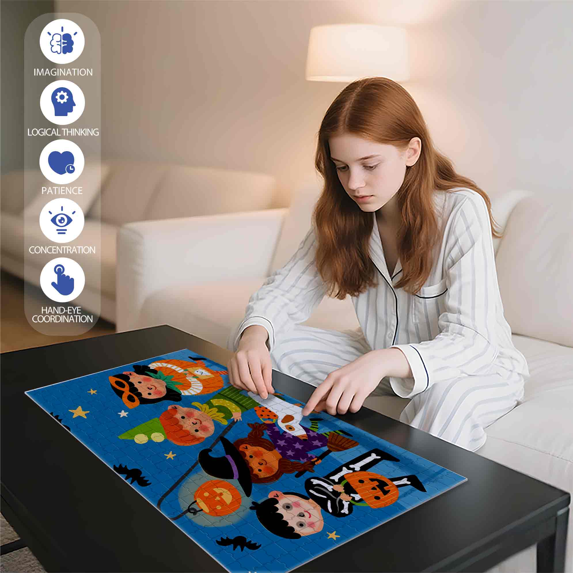 Trick Or Treat 500pcs/1000pcs Jigsaw Puzzle, Scratch-Resistant, Interactive Family Game & Brain-Boosting DIY Decor, Perfect for Halloween, Christmas & New Year Gifts, Family Puzzle Game