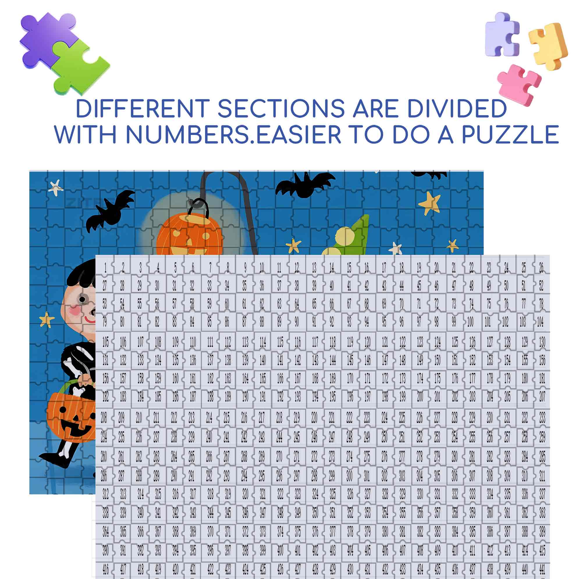 Trick Or Treat 500pcs/1000pcs Jigsaw Puzzle, Scratch-Resistant, Interactive Family Game & Brain-Boosting DIY Decor, Perfect for Halloween, Christmas & New Year Gifts, Family Puzzle Game