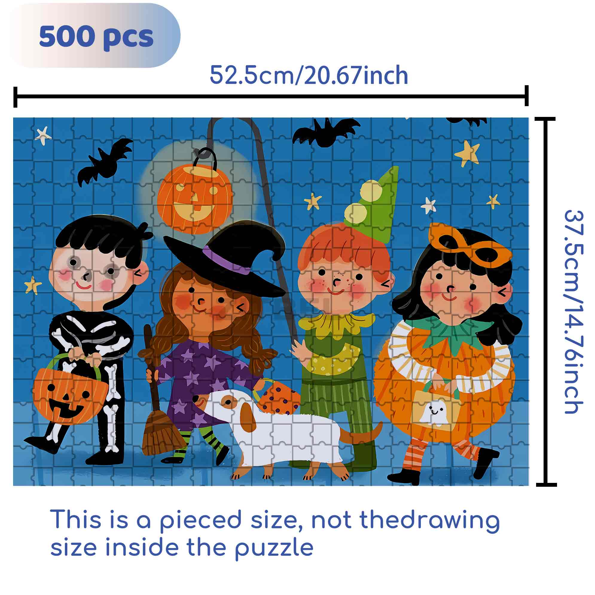 Trick Or Treat 500pcs/1000pcs Jigsaw Puzzle, Scratch-Resistant, Interactive Family Game & Brain-Boosting DIY Decor, Perfect for Halloween, Christmas & New Year Gifts, Family Puzzle Game