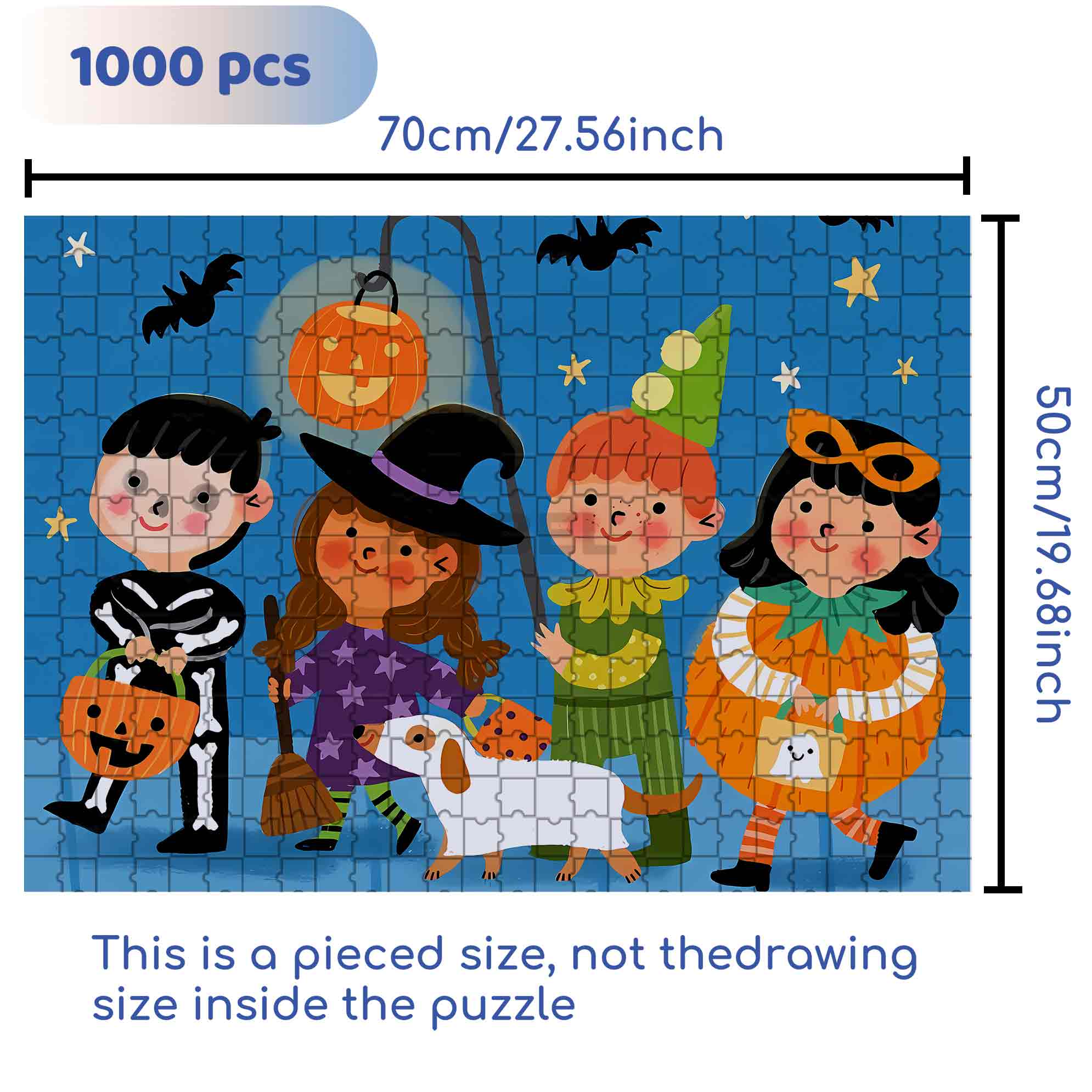 Trick Or Treat 500pcs/1000pcs Jigsaw Puzzle, Scratch-Resistant, Interactive Family Game & Brain-Boosting DIY Decor, Perfect for Halloween, Christmas & New Year Gifts, Family Puzzle Game