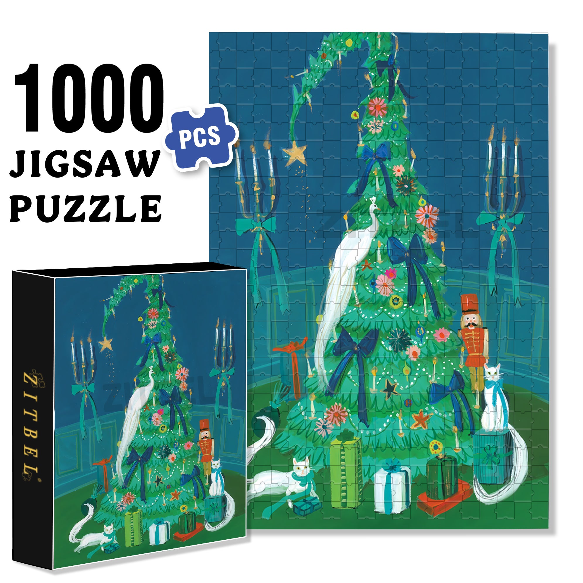 Under the Christmas Tree 500pcs/1000pcs Jigsaw Puzzle, Scratch-Resistant, Interactive Family Game & Brain-Boosting DIY Decor, Perfect for Halloween, Christmas & New Year Gifts, Family Puzzle Game