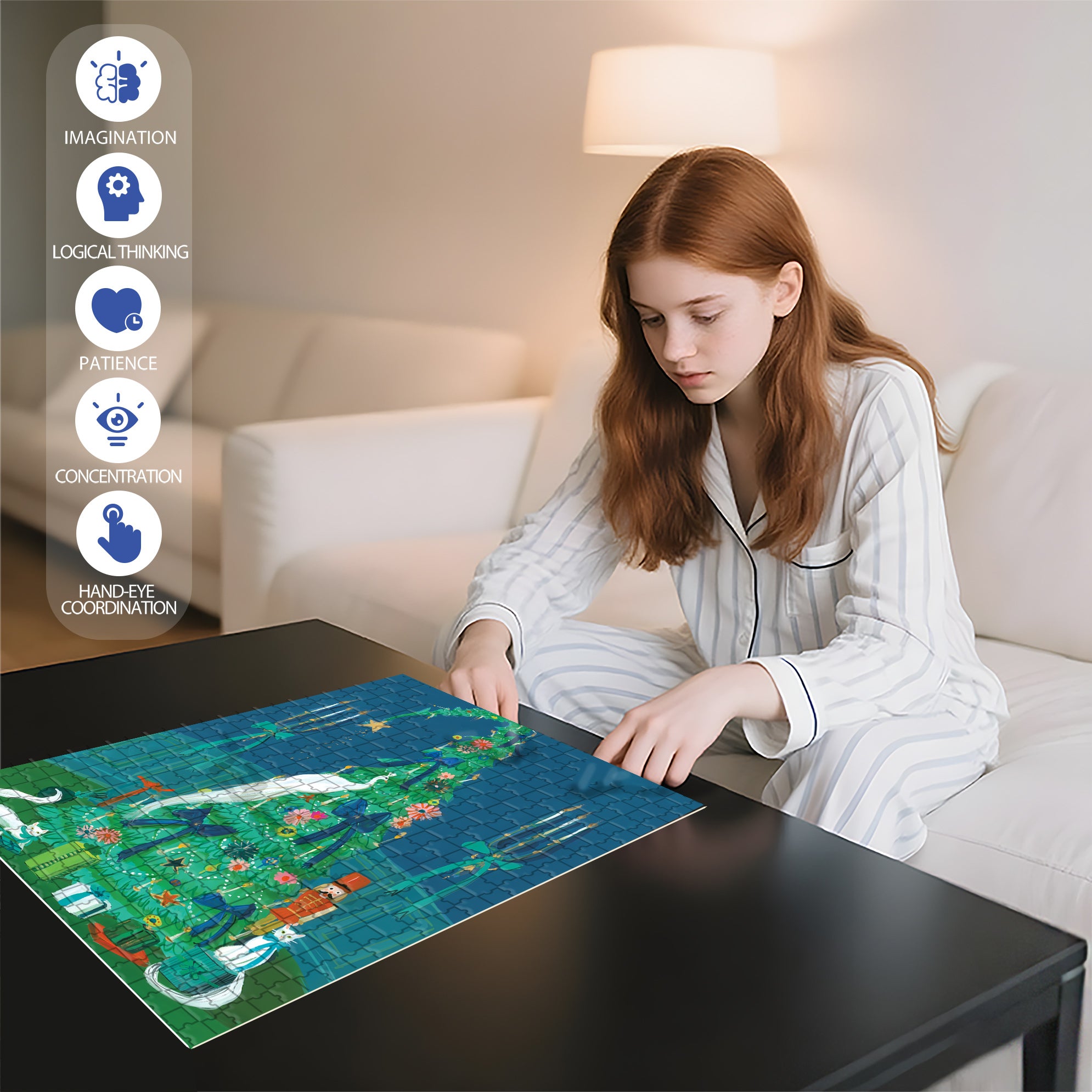 Under the Christmas Tree 500pcs/1000pcs Jigsaw Puzzle, Scratch-Resistant, Interactive Family Game & Brain-Boosting DIY Decor, Perfect for Halloween, Christmas & New Year Gifts, Family Puzzle Game