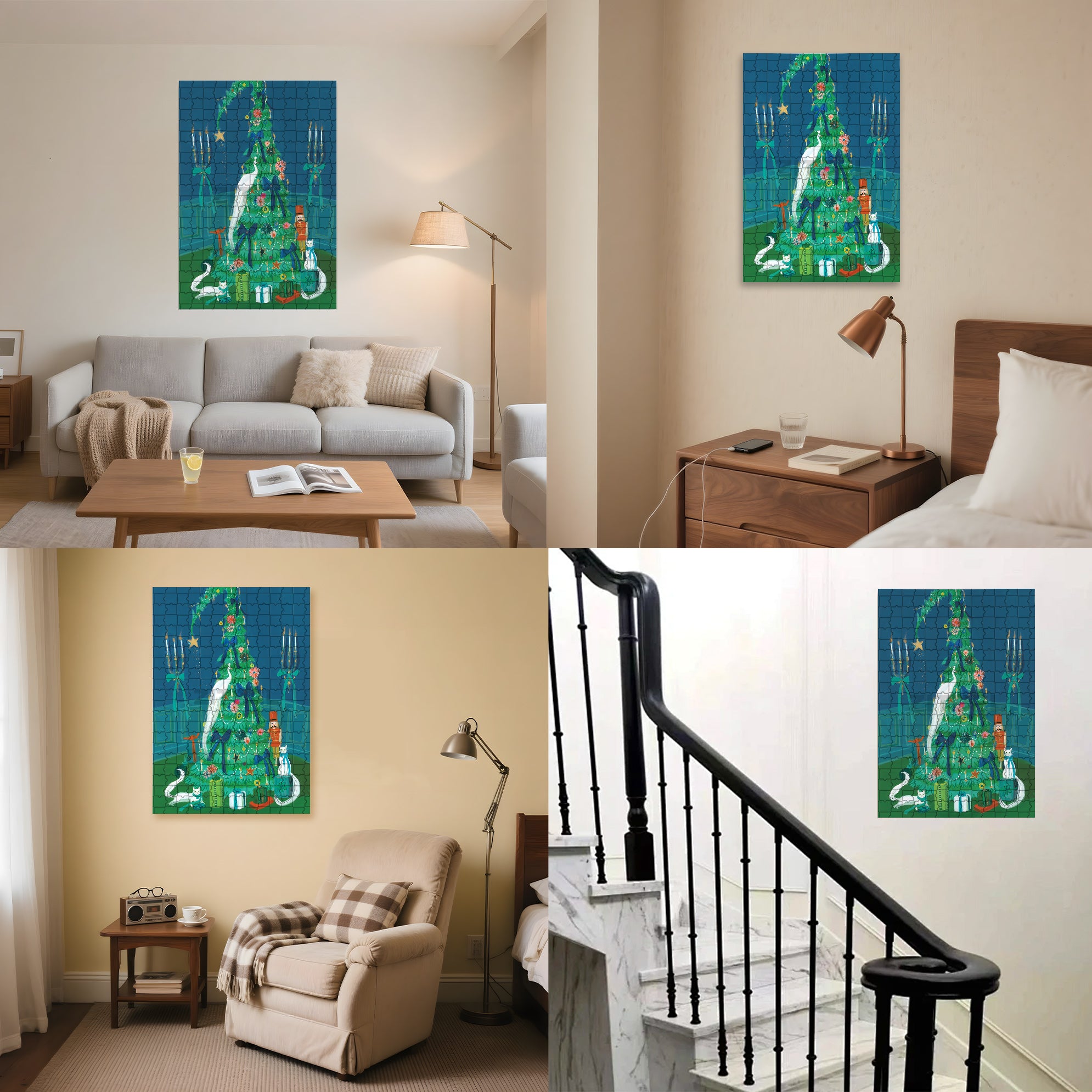 Under the Christmas Tree 500pcs/1000pcs Jigsaw Puzzle, Scratch-Resistant, Interactive Family Game & Brain-Boosting DIY Decor, Perfect for Halloween, Christmas & New Year Gifts, Family Puzzle Game