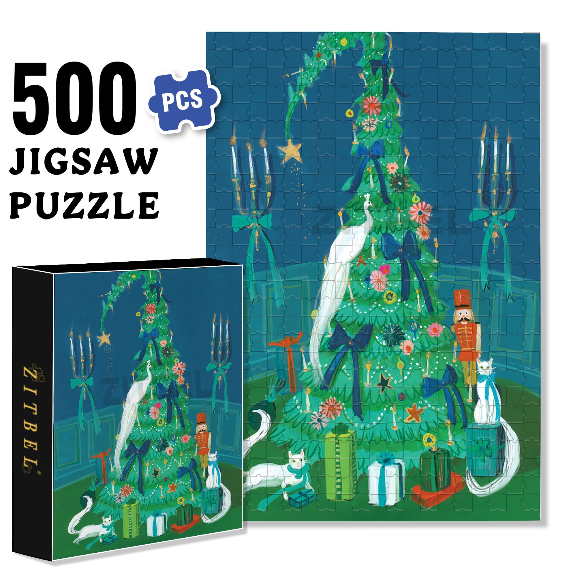 Under the Christmas Tree 500pcs/1000pcs Jigsaw Puzzle, Scratch-Resistant, Interactive Family Game & Brain-Boosting DIY Decor, Perfect for Halloween, Christmas & New Year Gifts, Family Puzzle Game