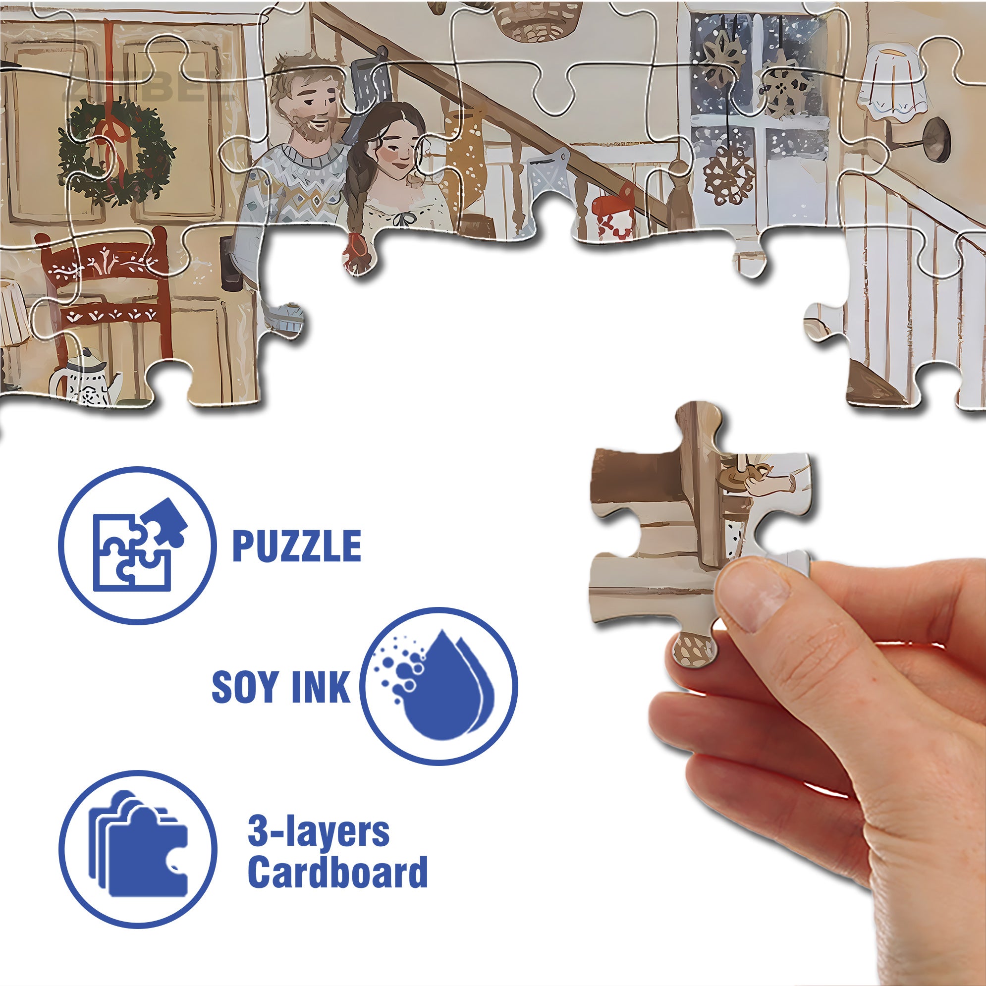 Warm And Sweet 500pcs/1000pcs Jigsaw Puzzle, Scratch-Resistant, Interactive Family Game & Brain-Boosting DIY Decor, Perfect for Halloween, Christmas & New Year Gifts, Family Puzzle Game