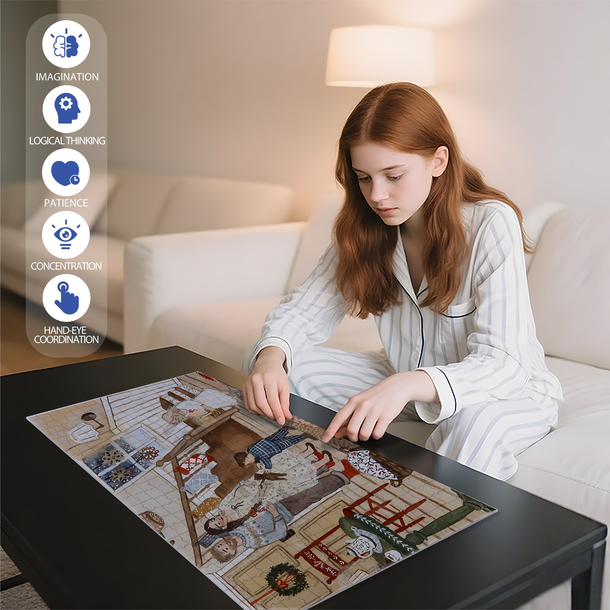 Warm And Sweet 500pcs/1000pcs Jigsaw Puzzle, Scratch-Resistant, Interactive Family Game & Brain-Boosting DIY Decor, Perfect for Halloween, Christmas & New Year Gifts, Family Puzzle Game