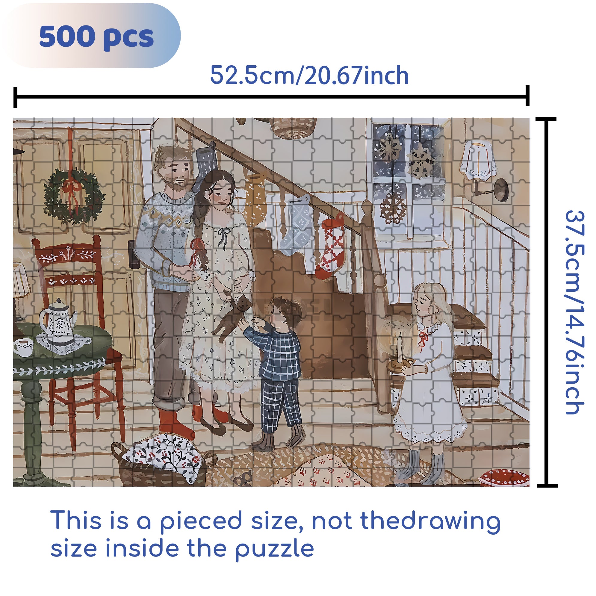 Warm And Sweet 500pcs/1000pcs Jigsaw Puzzle, Scratch-Resistant, Interactive Family Game & Brain-Boosting DIY Decor, Perfect for Halloween, Christmas & New Year Gifts, Family Puzzle Game