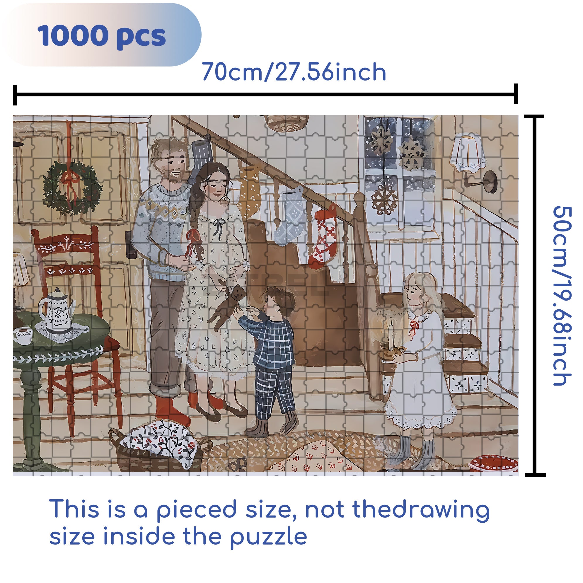Warm And Sweet 500pcs/1000pcs Jigsaw Puzzle, Scratch-Resistant, Interactive Family Game & Brain-Boosting DIY Decor, Perfect for Halloween, Christmas & New Year Gifts, Family Puzzle Game