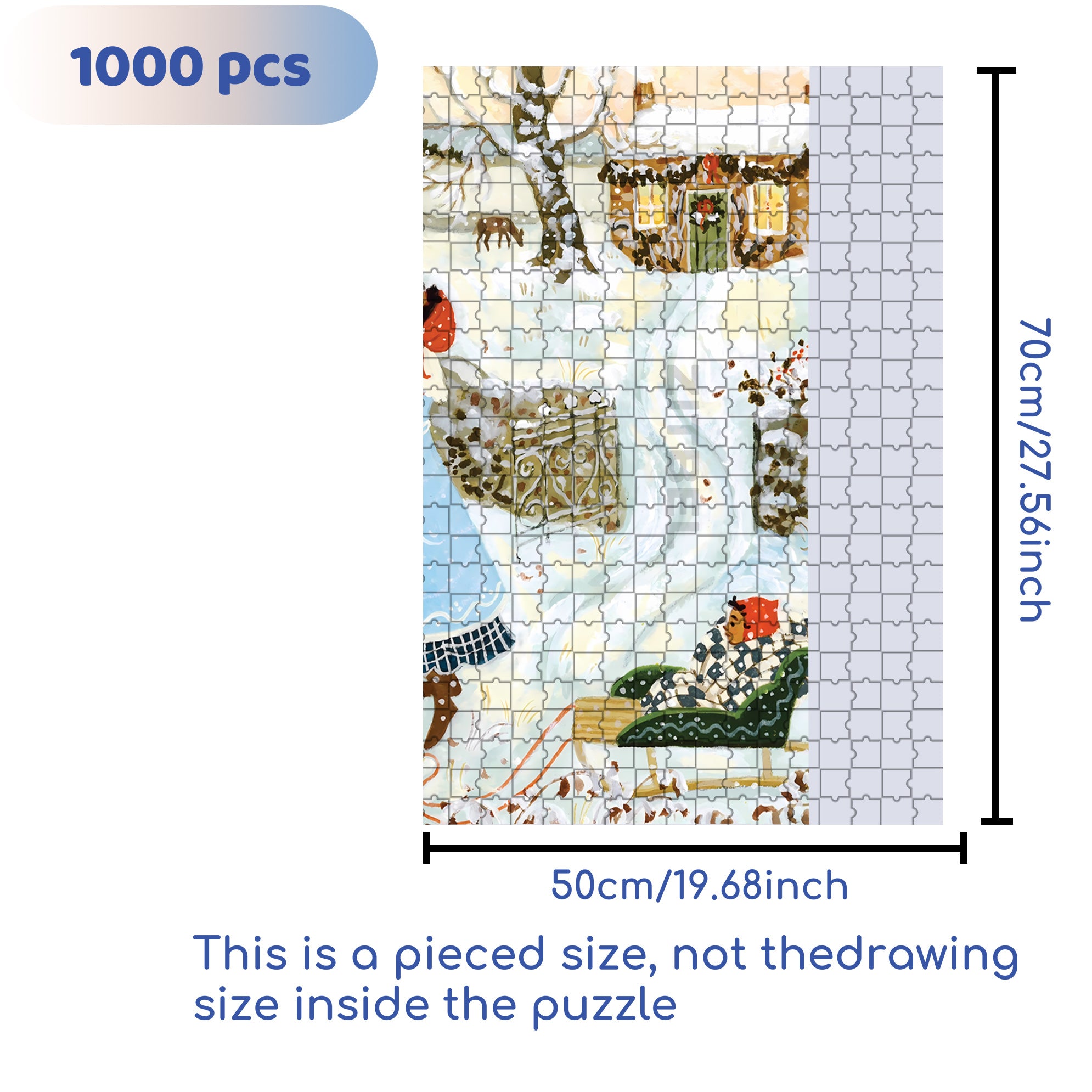 White Christmas 500pcs/1000pcs Jigsaw Puzzle, Scratch-Resistant, Interactive Family Game & Brain-Boosting DIY Decor, Perfect for Halloween, Christmas & New Year Gifts, Family Puzzle Game
