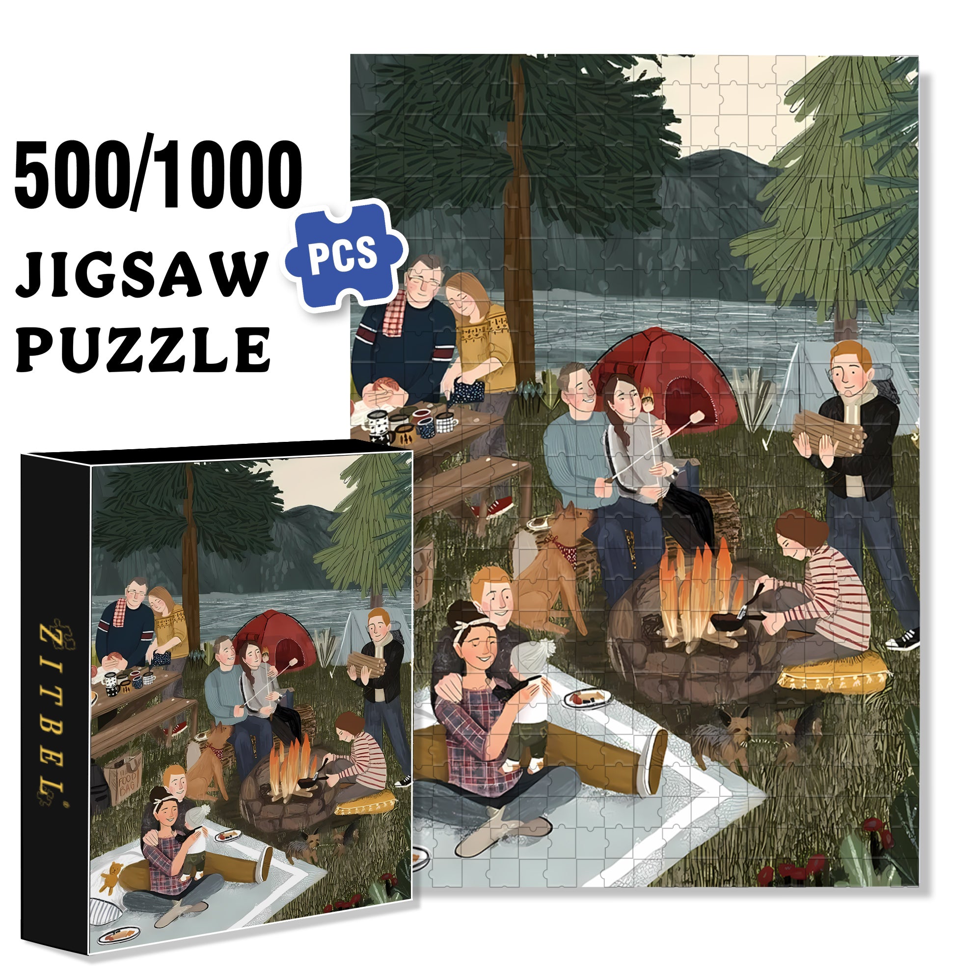 A Field Trip 500pcs/1000pcs Jigsaw Puzzle, Scratch-Resistant, Interactive Family Game & Brain-Boosting DIY Decor, Perfect for Halloween, Christmas & New Year Gifts, Family Puzzle Game