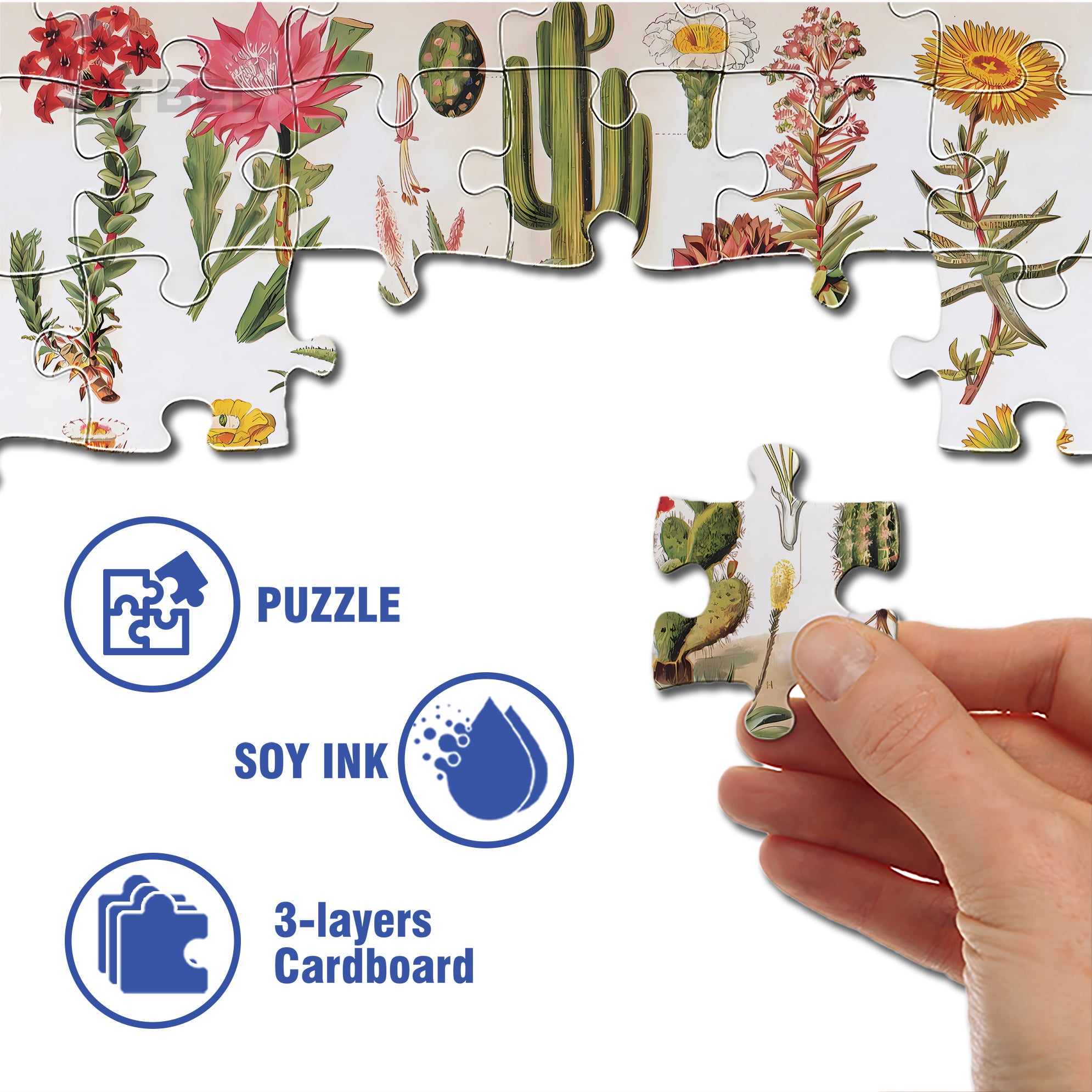 All Kinds Of Cacti 500pcs/1000pcs Jigsaw Puzzle, Scratch-Resistant, Interactive Family Game & Brain-Boosting DIY Decor, Perfect for Halloween, Christmas & New Year Gifts, Family Puzzle Game