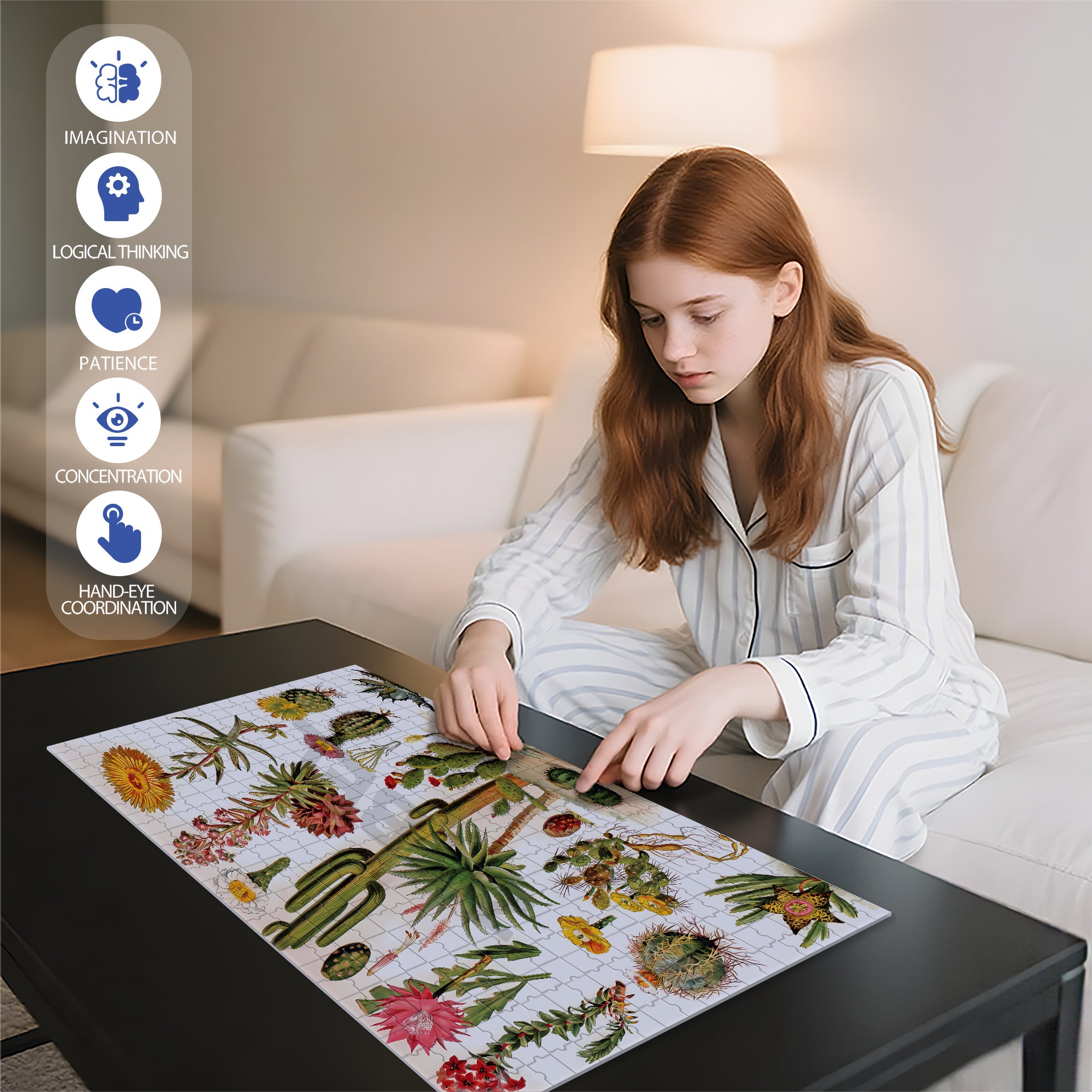 All Kinds Of Cacti 500pcs/1000pcs Jigsaw Puzzle, Scratch-Resistant, Interactive Family Game & Brain-Boosting DIY Decor, Perfect for Halloween, Christmas & New Year Gifts, Family Puzzle Game