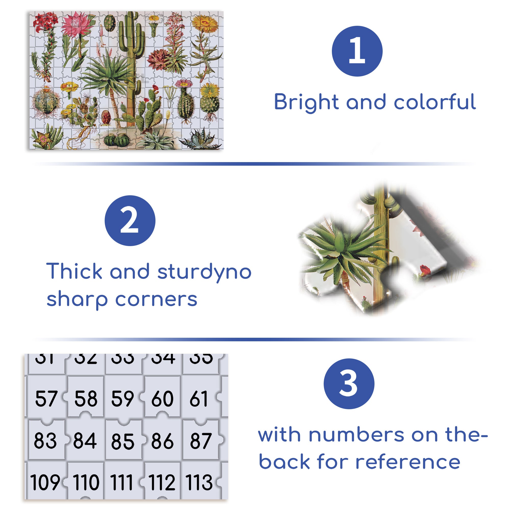 All Kinds Of Cacti 500pcs/1000pcs Jigsaw Puzzle, Scratch-Resistant, Interactive Family Game & Brain-Boosting DIY Decor, Perfect for Halloween, Christmas & New Year Gifts, Family Puzzle Game