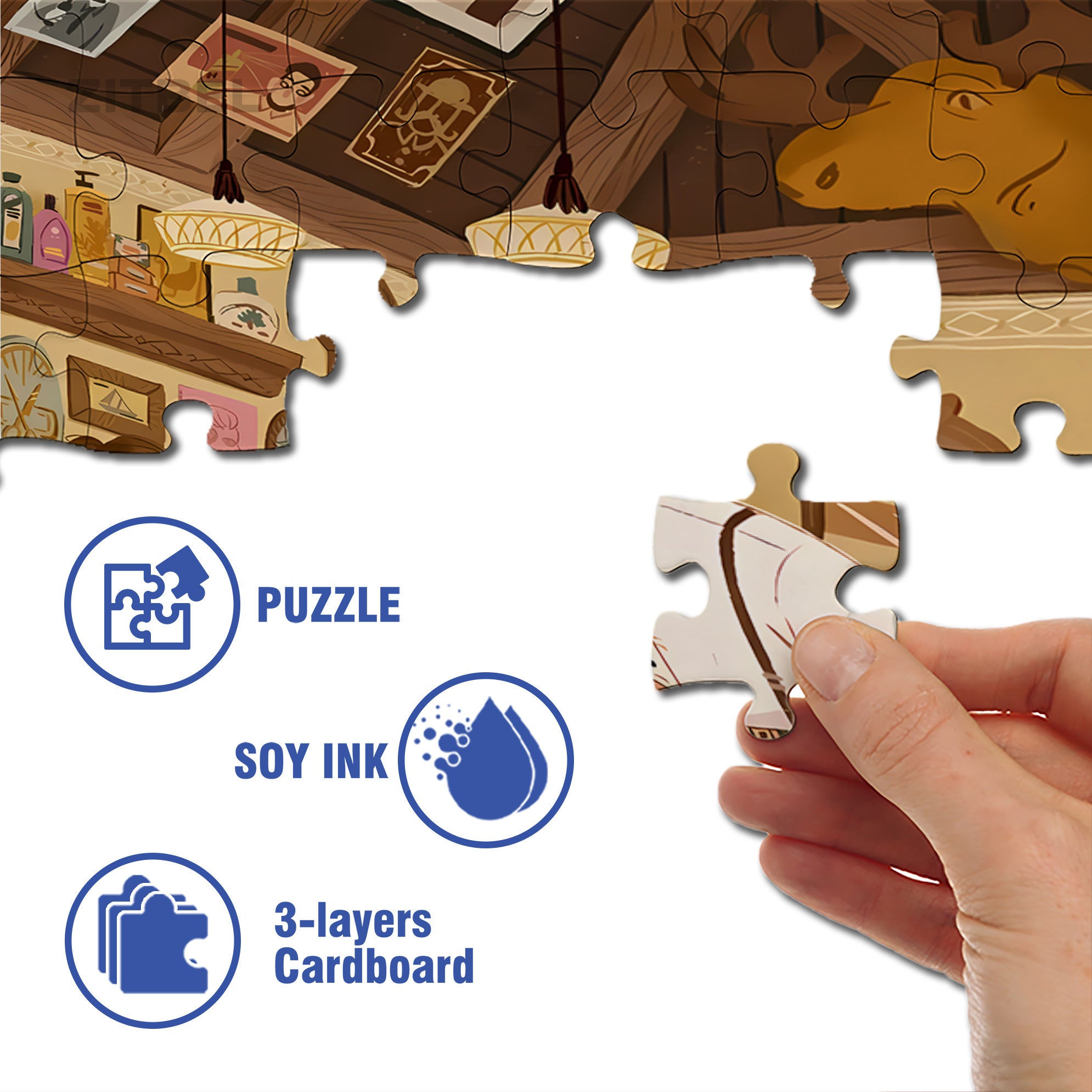 Barber 500pcs/1000pcs Jigsaw Puzzle, Scratch-Resistant, Interactive Family Game & Brain-Boosting DIY Decor, Perfect for Halloween, Christmas & New Year Gifts, Family Puzzle Game