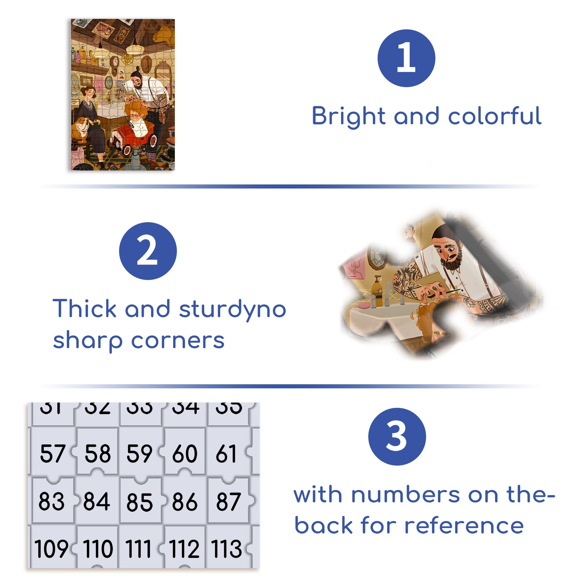 Barber 500pcs/1000pcs Jigsaw Puzzle, Scratch-Resistant, Interactive Family Game & Brain-Boosting DIY Decor, Perfect for Halloween, Christmas & New Year Gifts, Family Puzzle Game