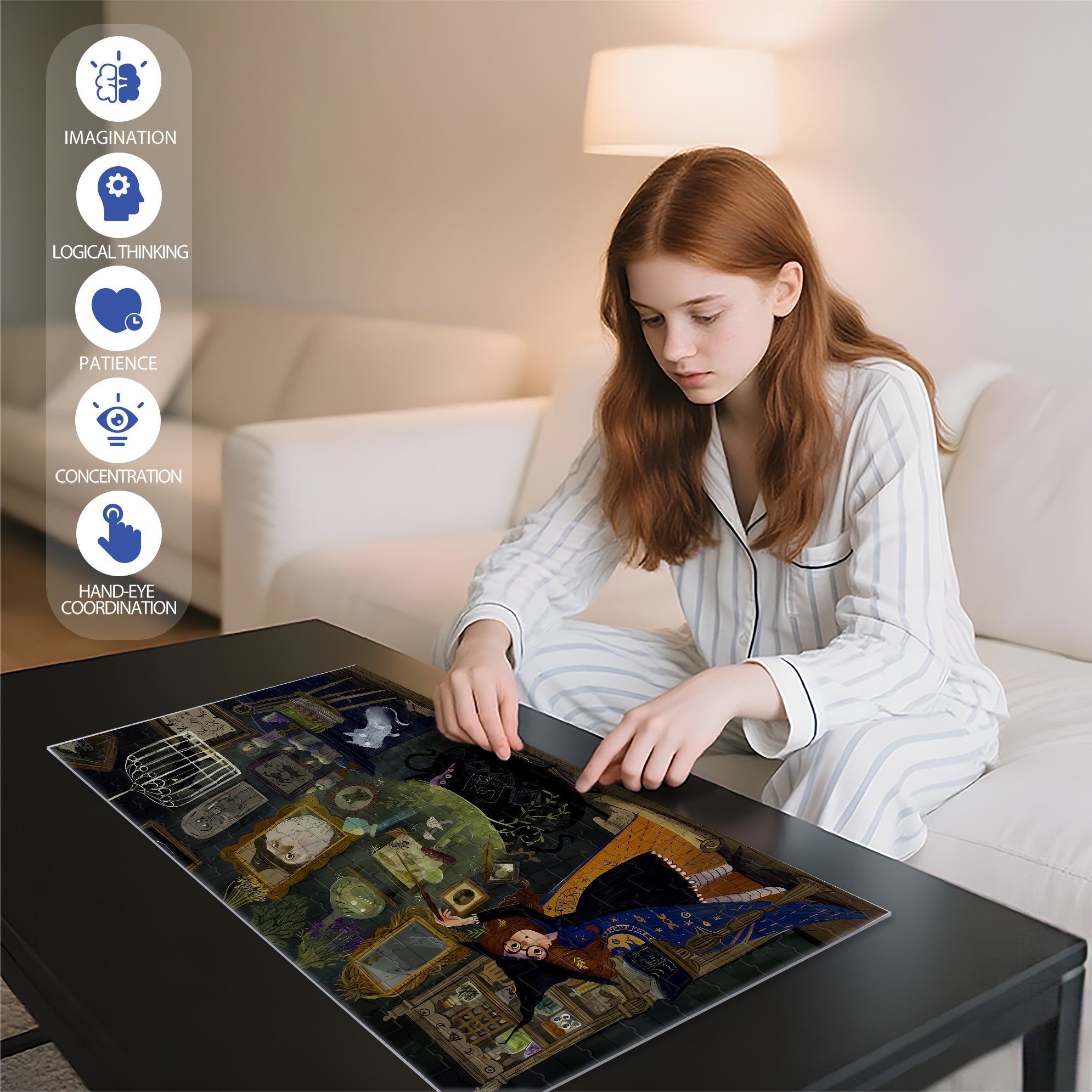 Bewitch 500pcs/1000pcs Jigsaw Puzzle, Scratch-Resistant, Interactive Family Game & Brain-Boosting DIY Decor, Perfect for Halloween, Christmas & New Year Gifts, Family Puzzle Game