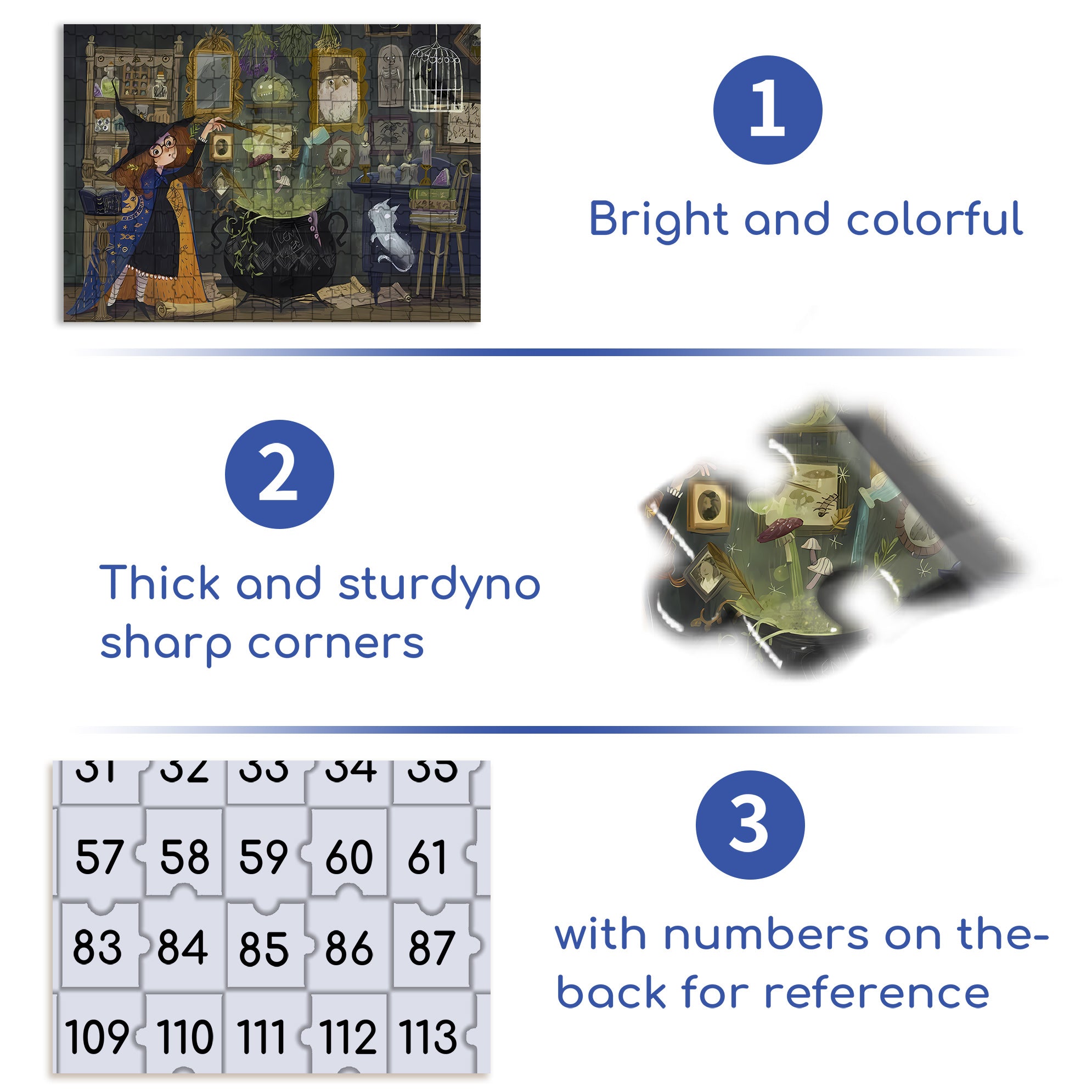 Bewitch 500pcs/1000pcs Jigsaw Puzzle, Scratch-Resistant, Interactive Family Game & Brain-Boosting DIY Decor, Perfect for Halloween, Christmas & New Year Gifts, Family Puzzle Game