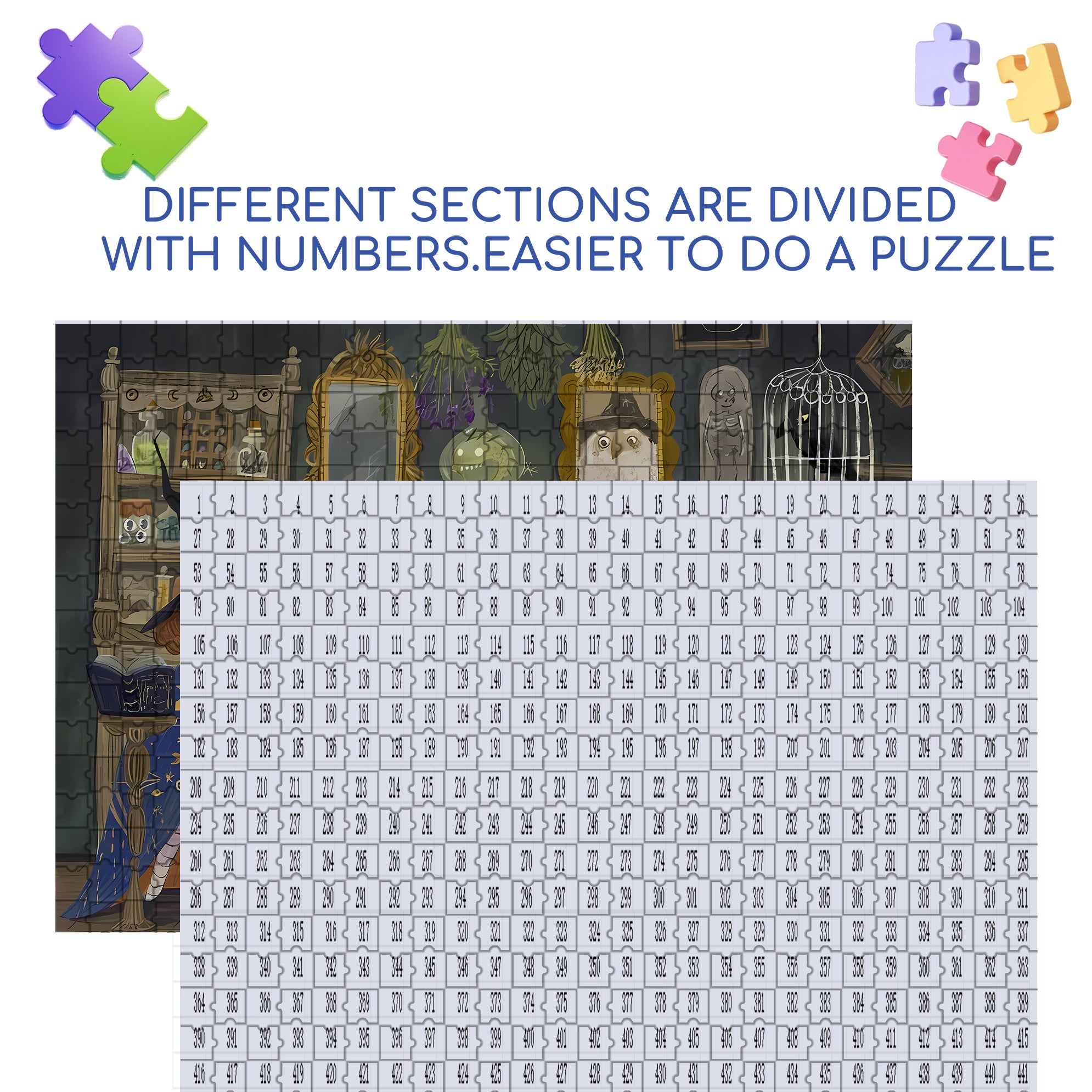 Bewitch 500pcs/1000pcs Jigsaw Puzzle, Scratch-Resistant, Interactive Family Game & Brain-Boosting DIY Decor, Perfect for Halloween, Christmas & New Year Gifts, Family Puzzle Game