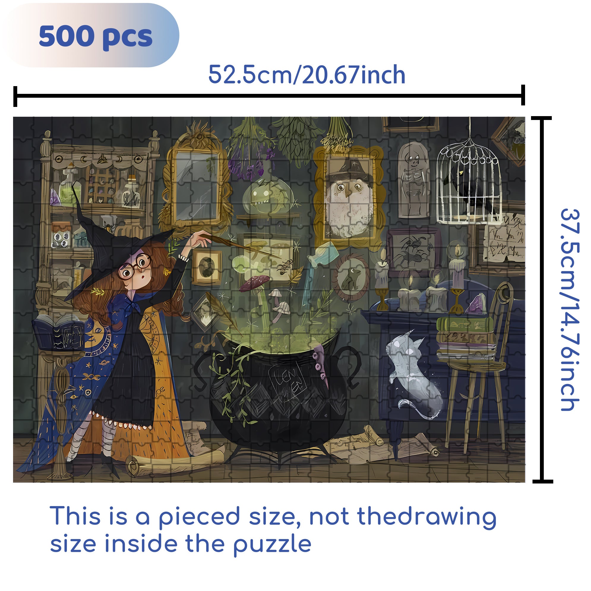 Bewitch 500pcs/1000pcs Jigsaw Puzzle, Scratch-Resistant, Interactive Family Game & Brain-Boosting DIY Decor, Perfect for Halloween, Christmas & New Year Gifts, Family Puzzle Game