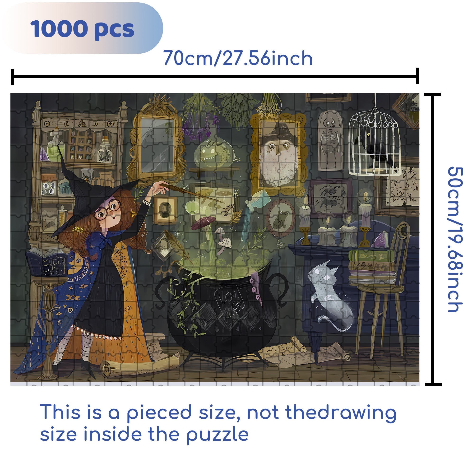 Bewitch 500pcs/1000pcs Jigsaw Puzzle, Scratch-Resistant, Interactive Family Game & Brain-Boosting DIY Decor, Perfect for Halloween, Christmas & New Year Gifts, Family Puzzle Game