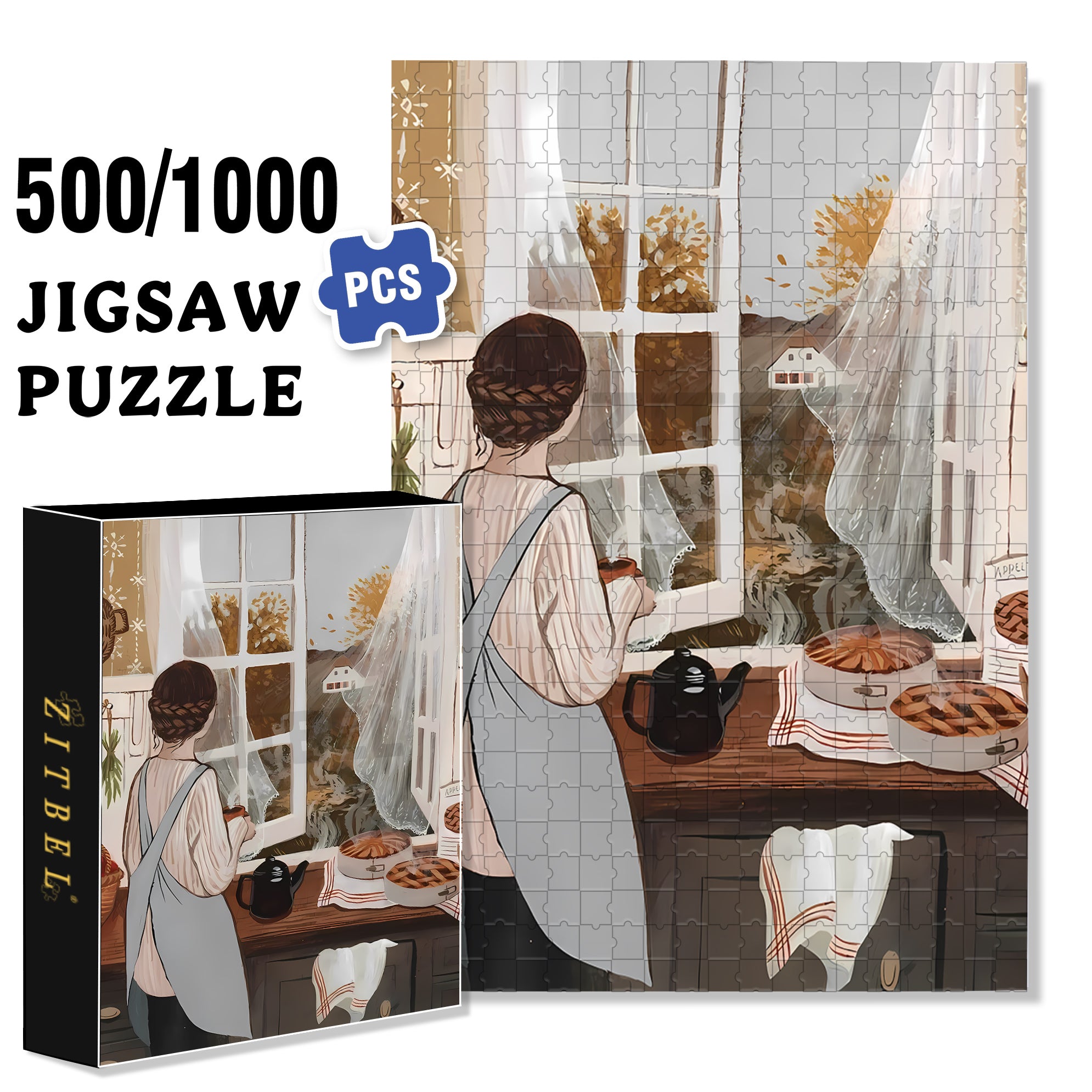 Breeze 500pcs/1000pcs Jigsaw Puzzle, Scratch-Resistant, Interactive Family Game & Brain-Boosting DIY Decor, Perfect for Halloween, Christmas & New Year Gifts, Family Puzzle Game