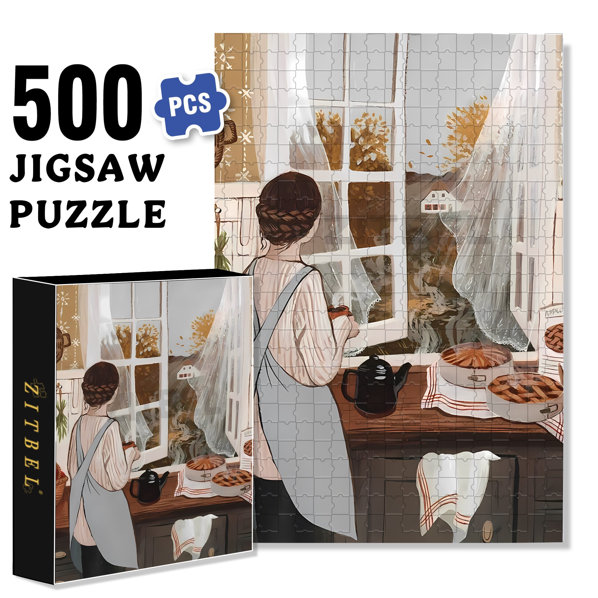 Breeze 500pcs/1000pcs Jigsaw Puzzle, Scratch-Resistant, Interactive Family Game & Brain-Boosting DIY Decor, Perfect for Halloween, Christmas & New Year Gifts, Family Puzzle Game