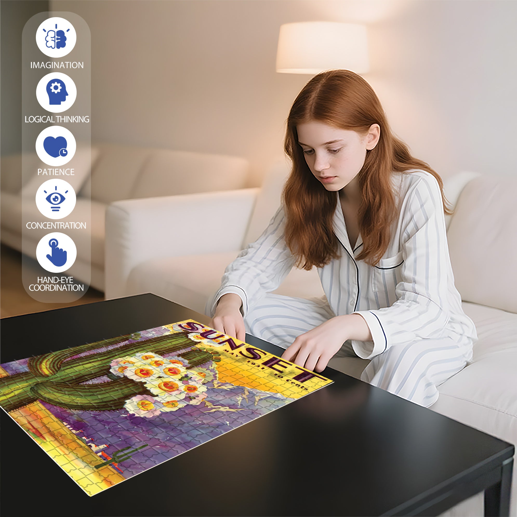 Cacti Flos 500pcs/1000pcs Jigsaw Puzzle, Scratch-Resistant, Interactive Family Game & Brain-Boosting DIY Decor, Perfect for Halloween, Christmas & New Year Gifts, Family Puzzle Game