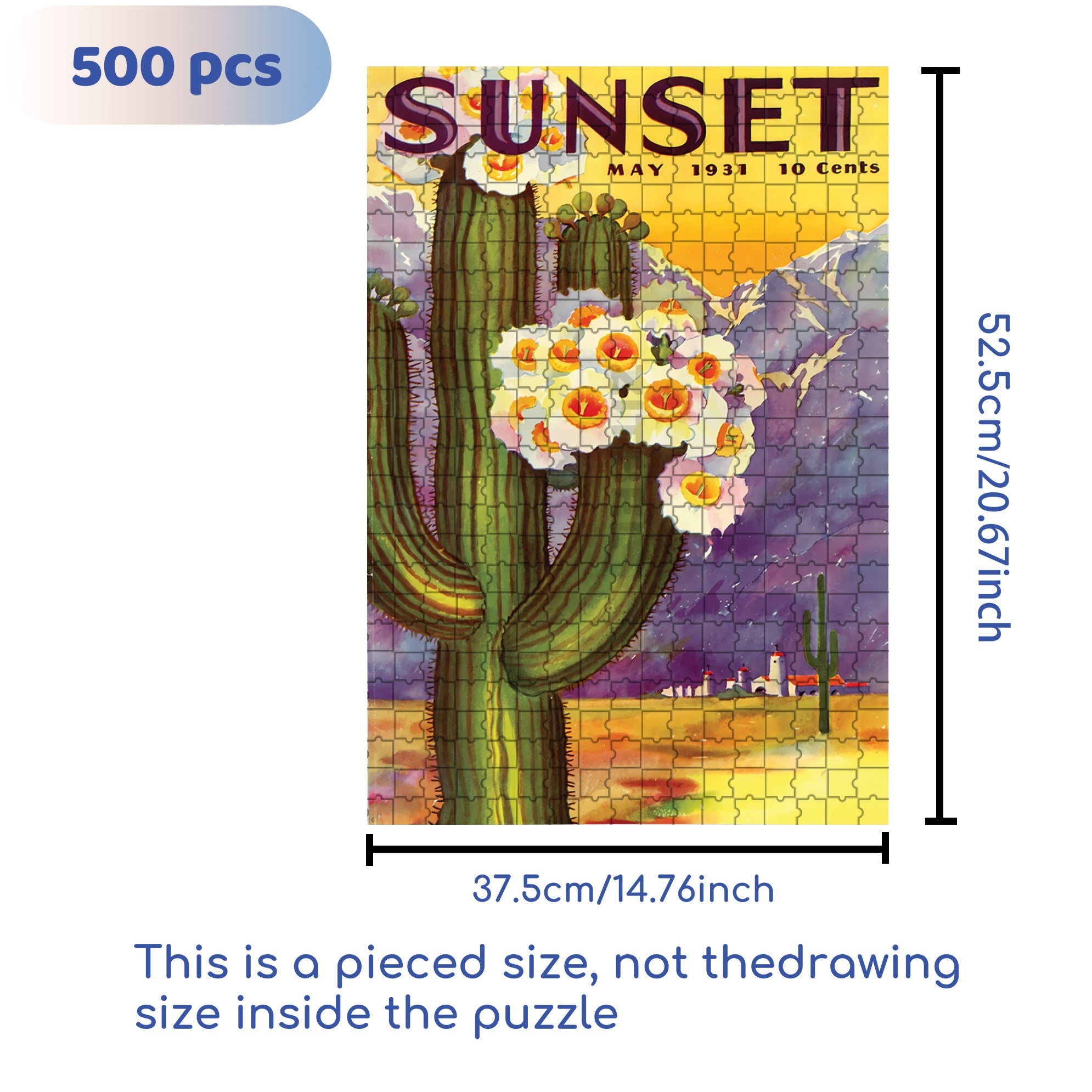 Cacti Flos 500pcs/1000pcs Jigsaw Puzzle, Scratch-Resistant, Interactive Family Game & Brain-Boosting DIY Decor, Perfect for Halloween, Christmas & New Year Gifts, Family Puzzle Game