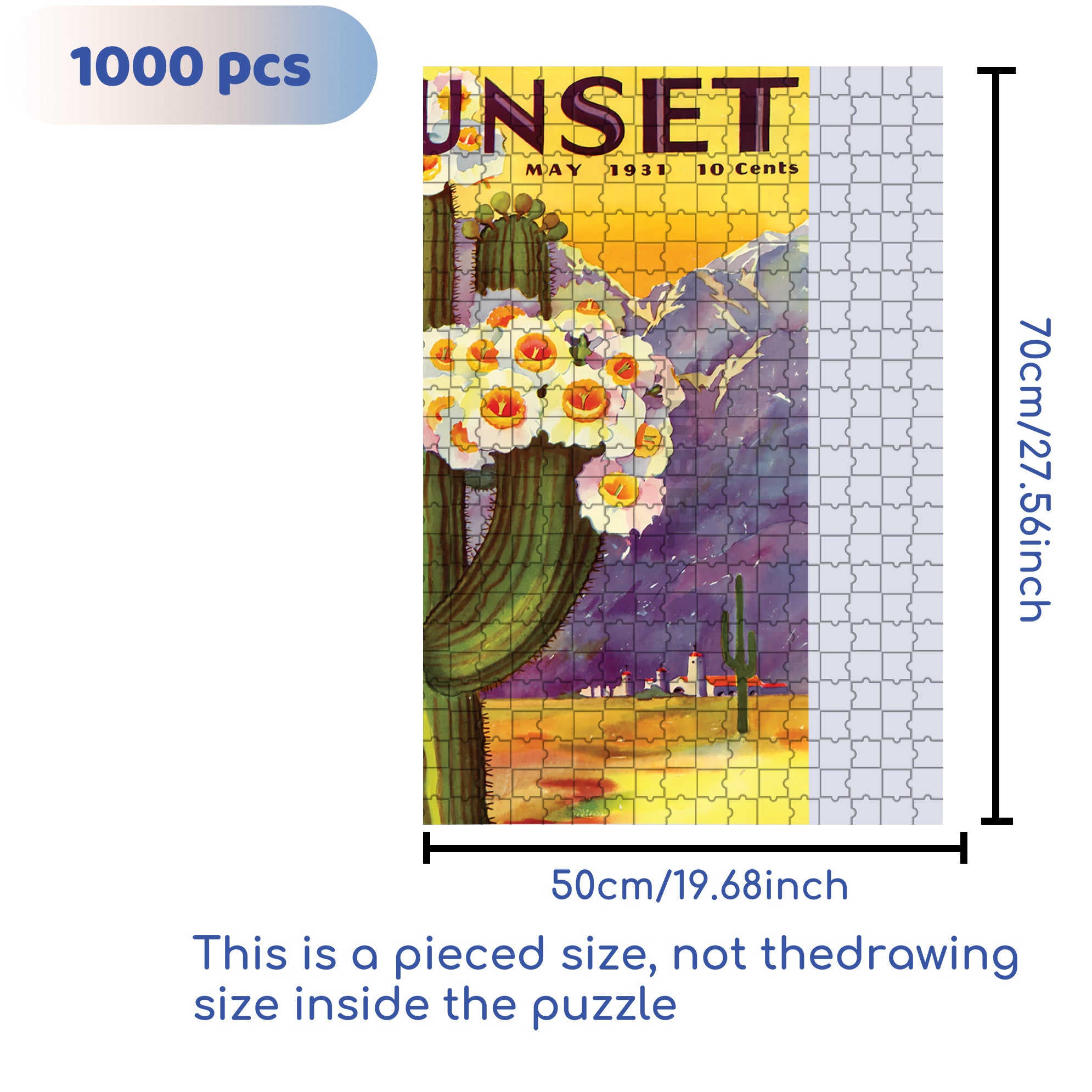 Cacti Flos 500pcs/1000pcs Jigsaw Puzzle, Scratch-Resistant, Interactive Family Game & Brain-Boosting DIY Decor, Perfect for Halloween, Christmas & New Year Gifts, Family Puzzle Game