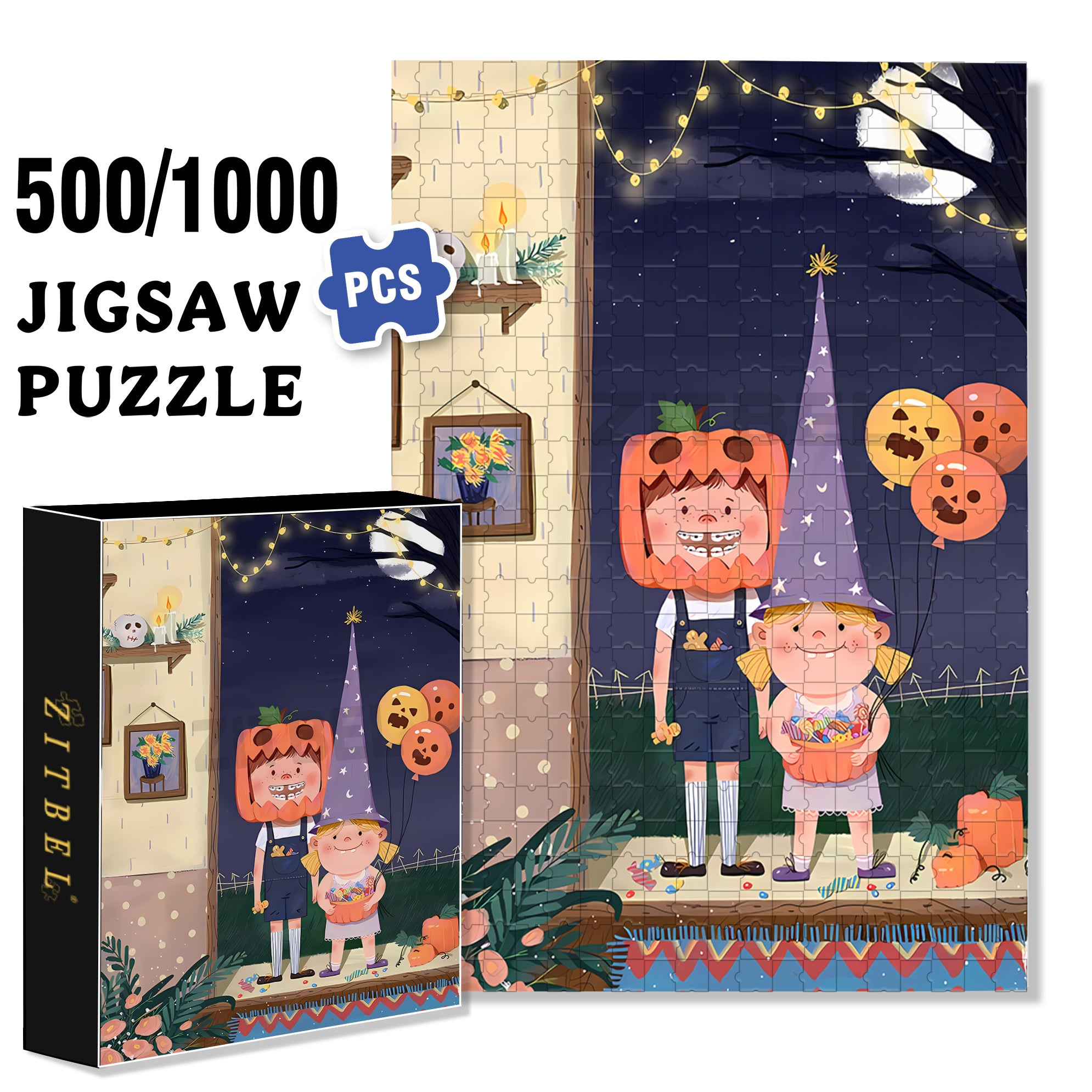 Children Story Book  500pcs/1000pcs Jigsaw Puzzle, Scratch-Resistant, Interactive Family Game & Brain-Boosting DIY Decor, Perfect for Halloween, Christmas & New Year Gifts, Family Puzzle Game