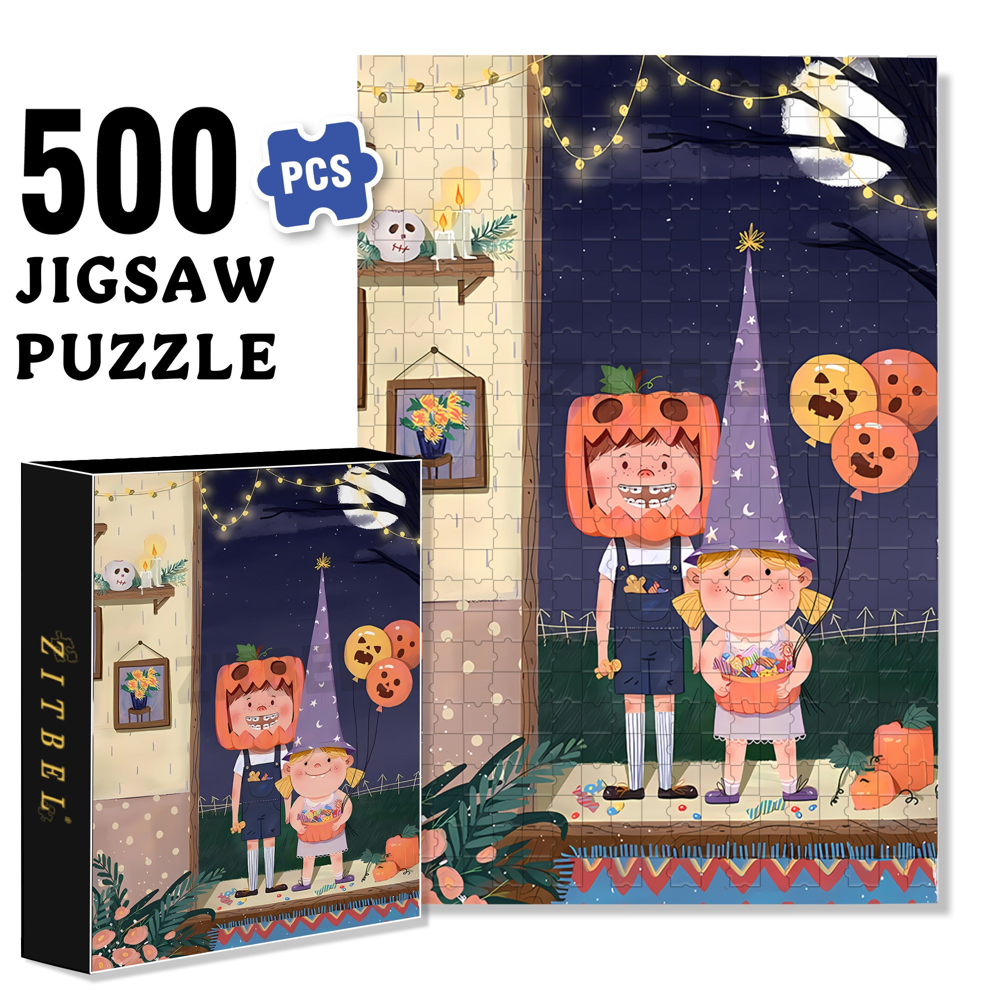 Children Story Book  500pcs/1000pcs Jigsaw Puzzle, Scratch-Resistant, Interactive Family Game & Brain-Boosting DIY Decor, Perfect for Halloween, Christmas & New Year Gifts, Family Puzzle Game