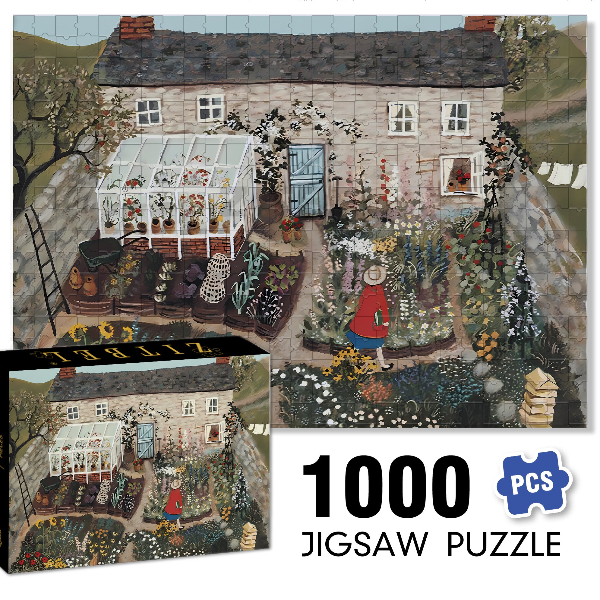 Cottage Garden 500pcs/1000pcs Jigsaw Puzzle, Scratch-Resistant, Interactive Family Game & Brain-Boosting DIY Decor, Perfect for Halloween, Christmas & New Year Gifts, Family Puzzle Game