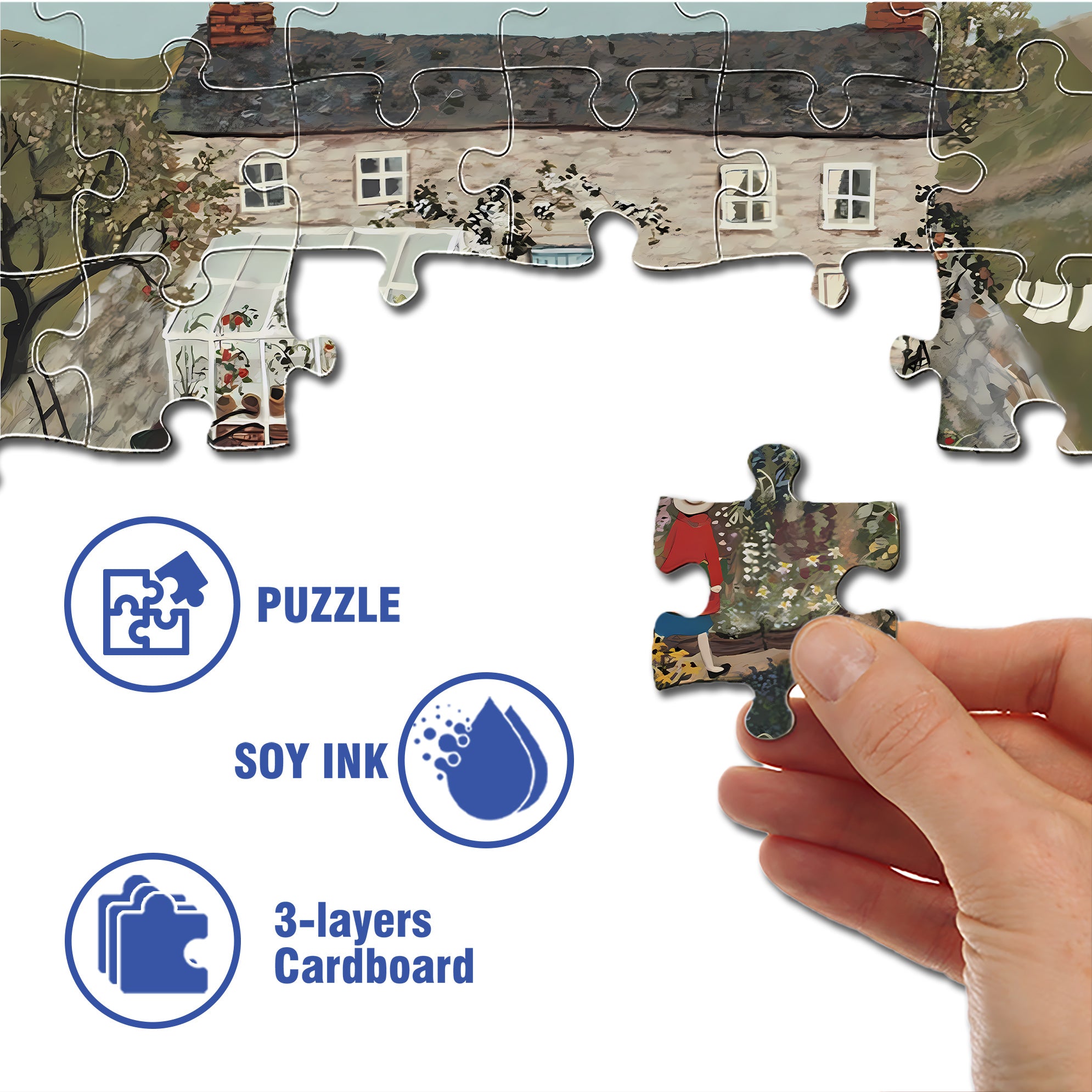 Cottage Garden 500pcs/1000pcs Jigsaw Puzzle, Scratch-Resistant, Interactive Family Game & Brain-Boosting DIY Decor, Perfect for Halloween, Christmas & New Year Gifts, Family Puzzle Game