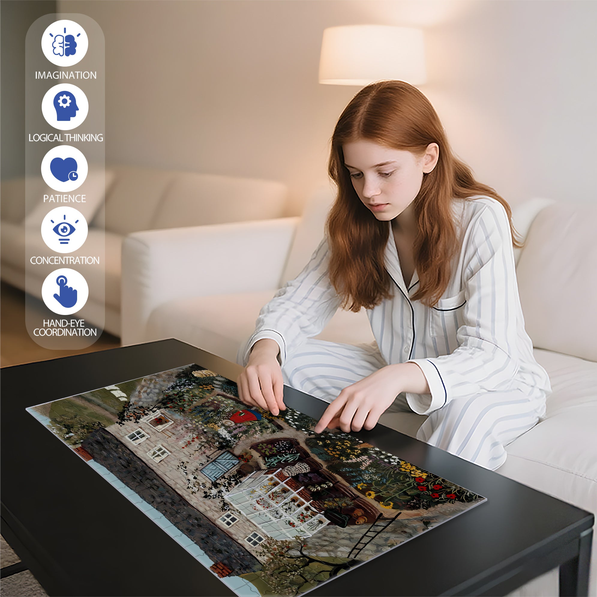 Cottage Garden 500pcs/1000pcs Jigsaw Puzzle, Scratch-Resistant, Interactive Family Game & Brain-Boosting DIY Decor, Perfect for Halloween, Christmas & New Year Gifts, Family Puzzle Game