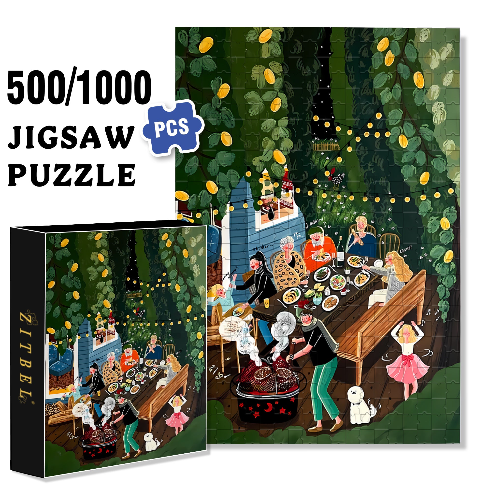 Dinner Is Ready! 500pcs/1000pcs Jigsaw Puzzle, Scratch-Resistant, Interactive Family Game & Brain-Boosting DIY Decor, Perfect for Halloween, Christmas & New Year Gifts, Family Puzzle Game
