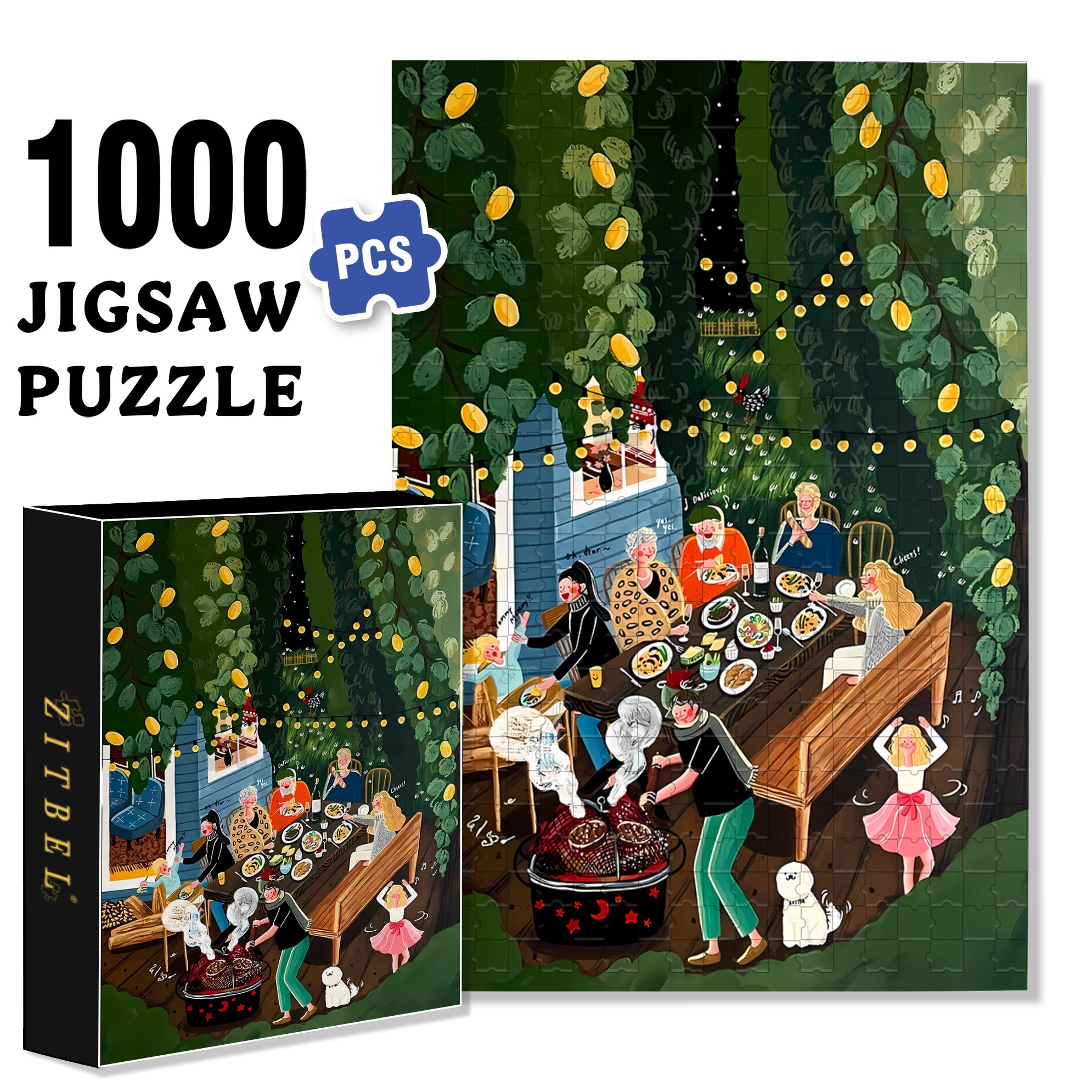 Dinner Is Ready! 500pcs/1000pcs Jigsaw Puzzle, Scratch-Resistant, Interactive Family Game & Brain-Boosting DIY Decor, Perfect for Halloween, Christmas & New Year Gifts, Family Puzzle Game